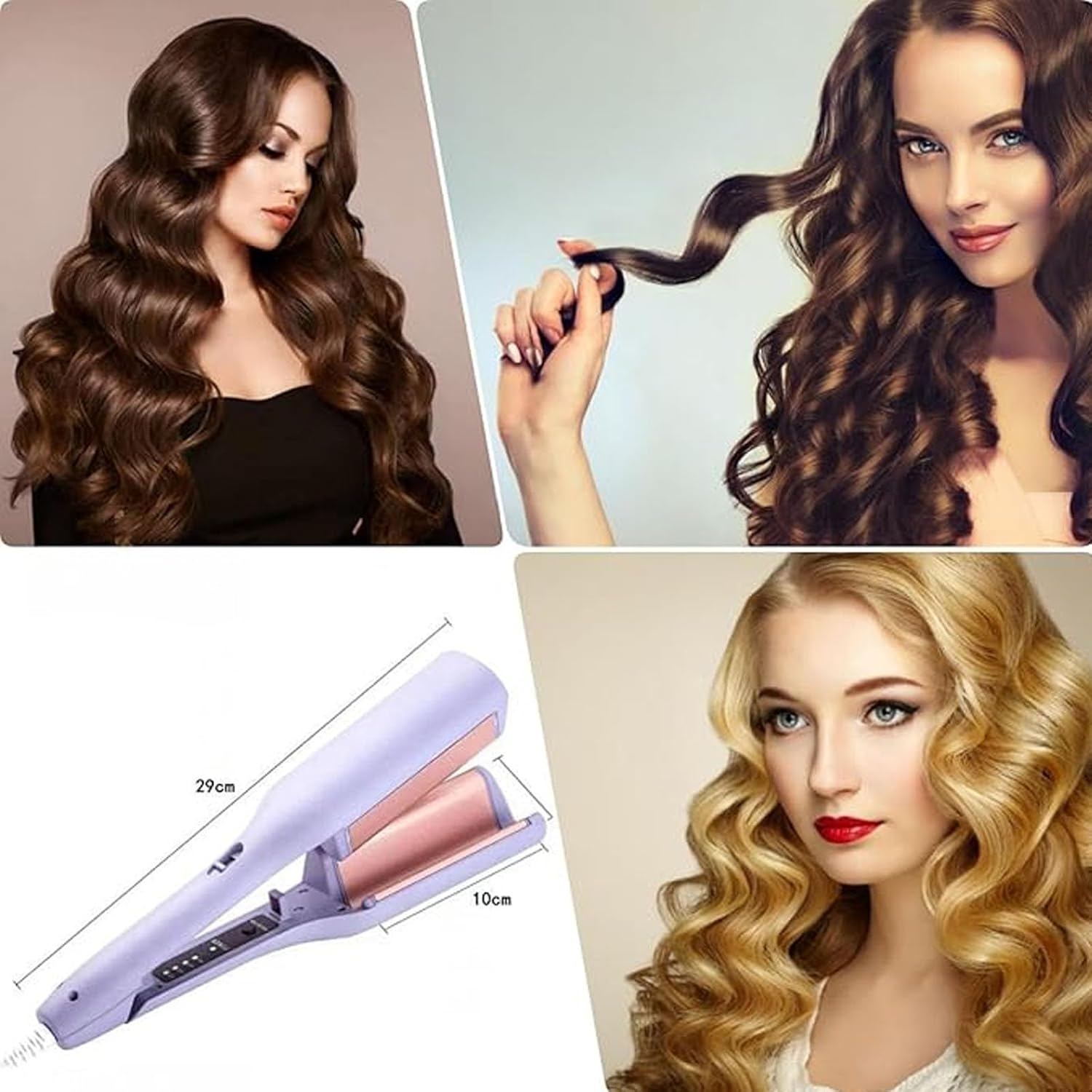 Homessencials Hair Styling Tool with Negative Ionic Technology, Homessencials 3D Curling Iron, 4 Gears Double-Sided Heating, Long Lasting, for Travel & Home (2Pcs)