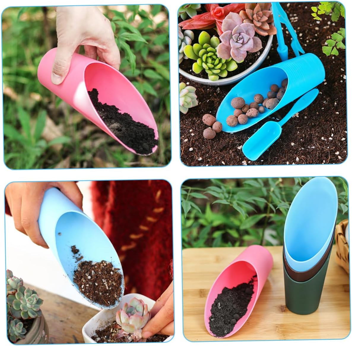 ROMISBABA 5Pcs Multi-Color Plastic Soil Scoops for Gardening and Succulent Planting Small Portable Potting Soil Scoop Set Lightweight Transplanting for Garden Use image number 3