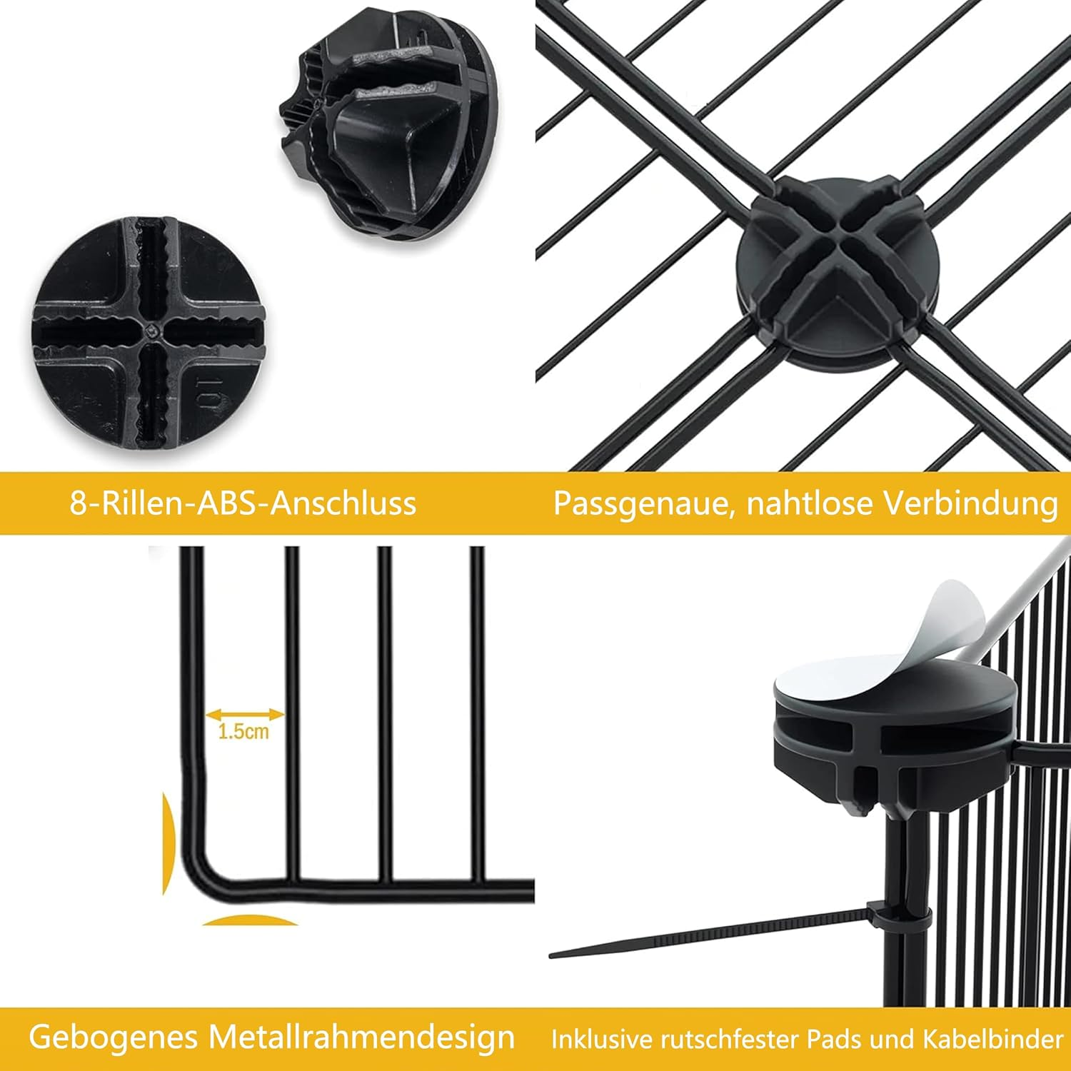 Lxvckly Pet Playpen, Small Animals Playpen with Door, DIY Encrypted Metal Wire Rabbit Fence, Guinea Pigs Cages, Kitten Playpen, Indoor & Outdoor Yard Fence for Small Animals 12 Pcs Panels Black image number 6