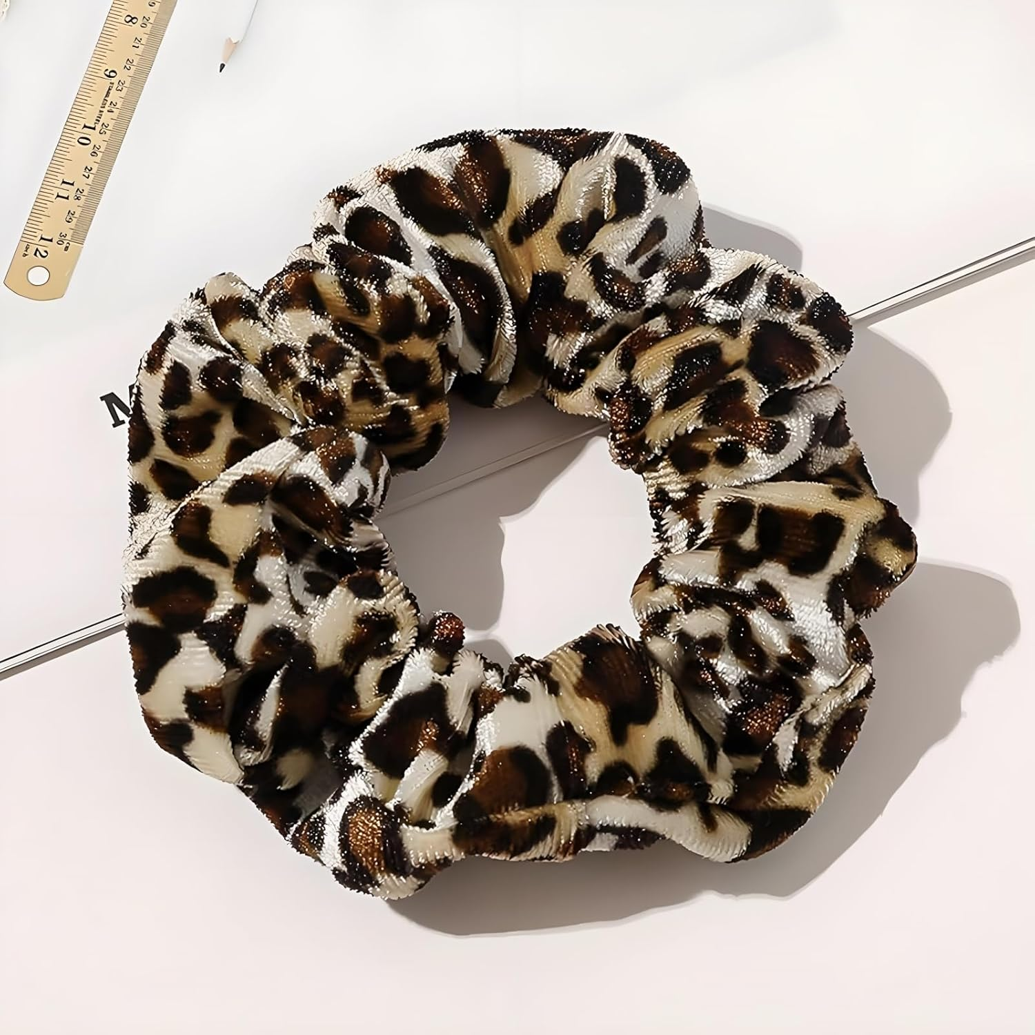 Set of 2 Leopard Print Velvet Hair Bobbles with Premium Elasticity - Fashion Accessories for Updo and Everyday Use (Skin-Friendly) image number 1