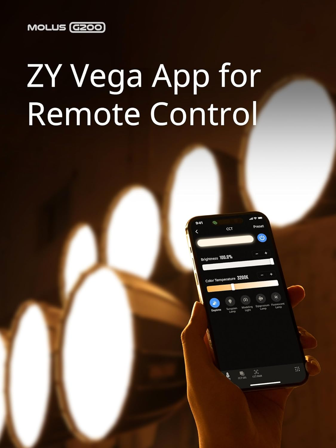 ZHIYUN Molus G200 200W COB Video Light with Bowens Mount,85800Lux/M 2700K-6500K and ZY Vega APP Control,Ultra Quiet Dynavort Cooling System