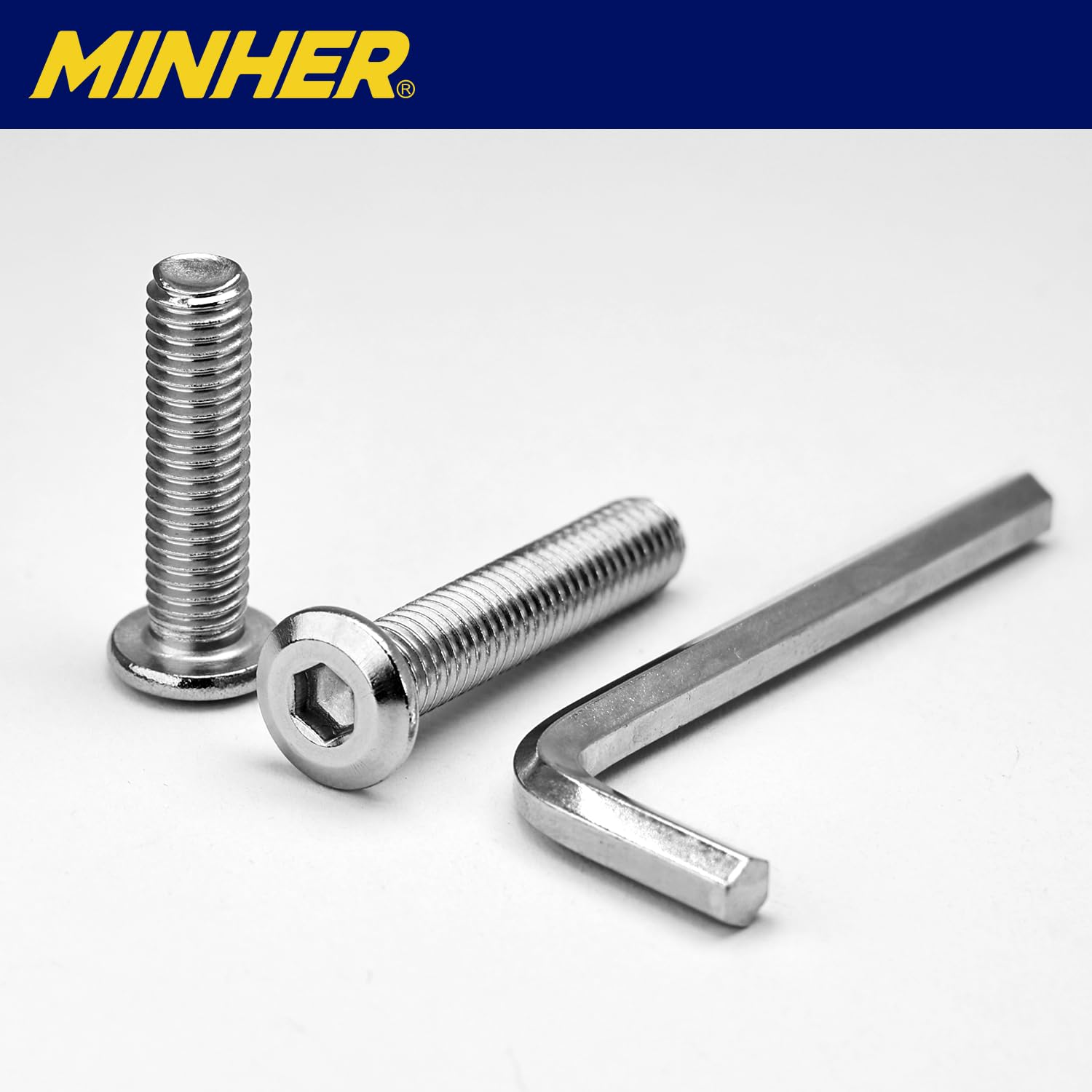 MINHER M5 X 35Mm 20Pcs Flat Head Hex Socket Cap Screws Bolts, Furniture Bolts, 304 Stainless Steel 18-8, Full Thread (With Hex Spanner)