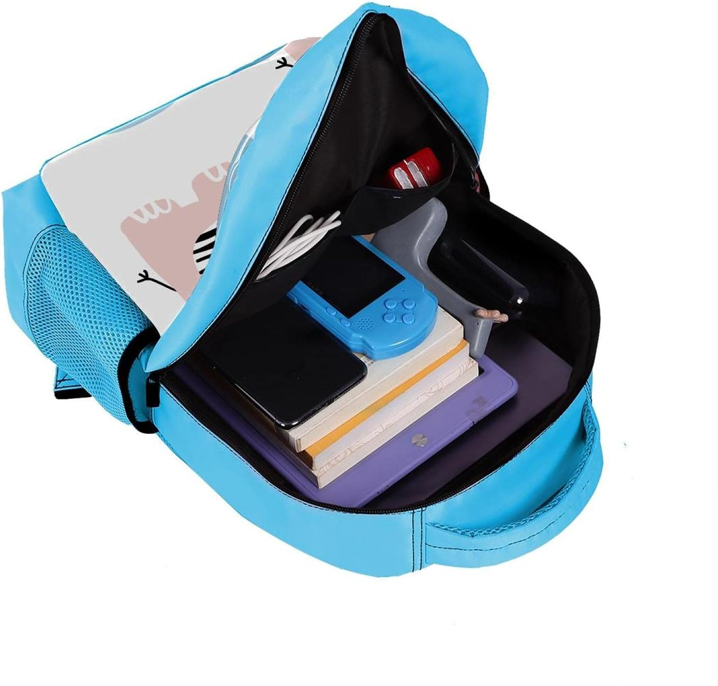 Blue Backpack Boy Bookbags Rucksack Men Travel Handbag Daypack Pink Blue Elephants Pattern Cartoon image number 5