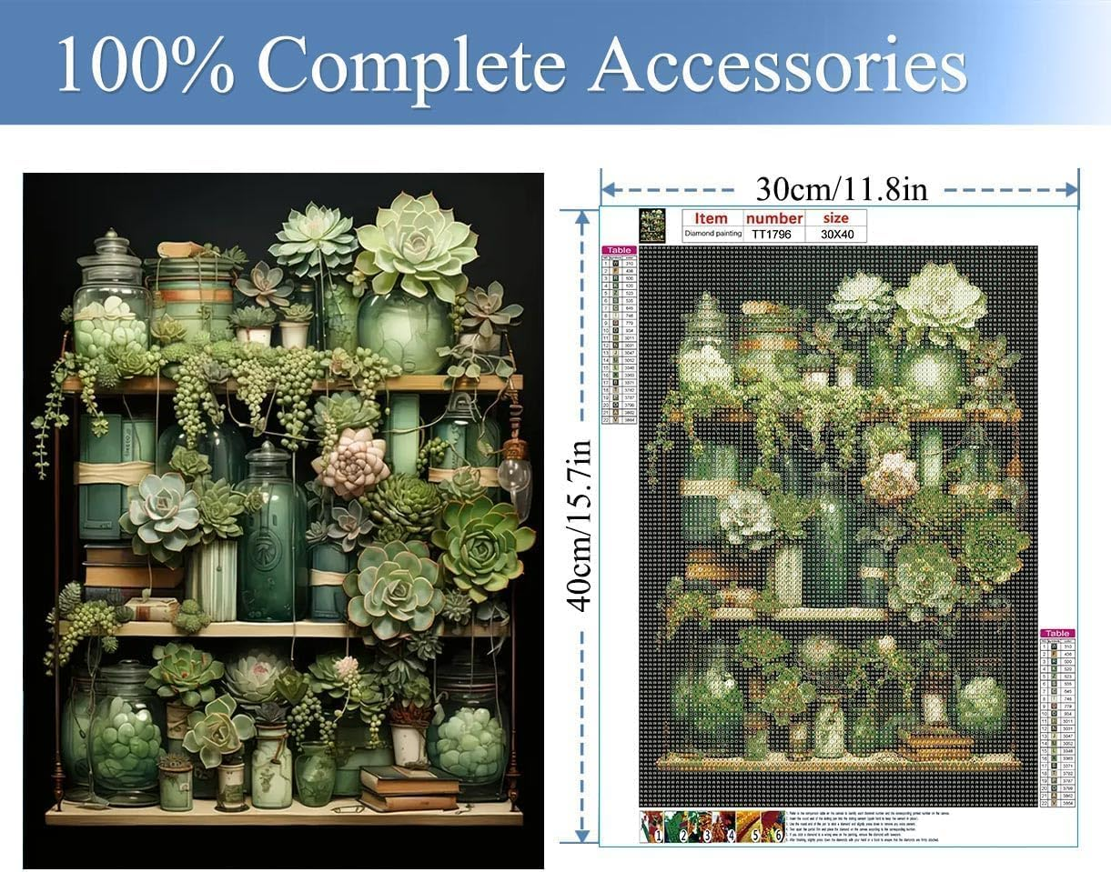 Diamond Painting Kits for Adults, Plants 5D DIY Diamond Art Kits Full Drill Diamond Dots for Gift Wall Decor and Relaxation Gem Arts 12X16 Inch image number 3