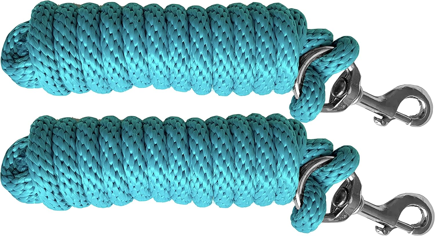 Majestic Ally Pack of 2 Solid Poly Lead Rope for Horses & Livestock &ndash; 10 Foot Long and 5/8 Inch Thick - Replaceable Heavy-Duty Bolt Snap &ndash; Handmade &ndash; Soft, Broken in Feel (Turquoise) image number 3