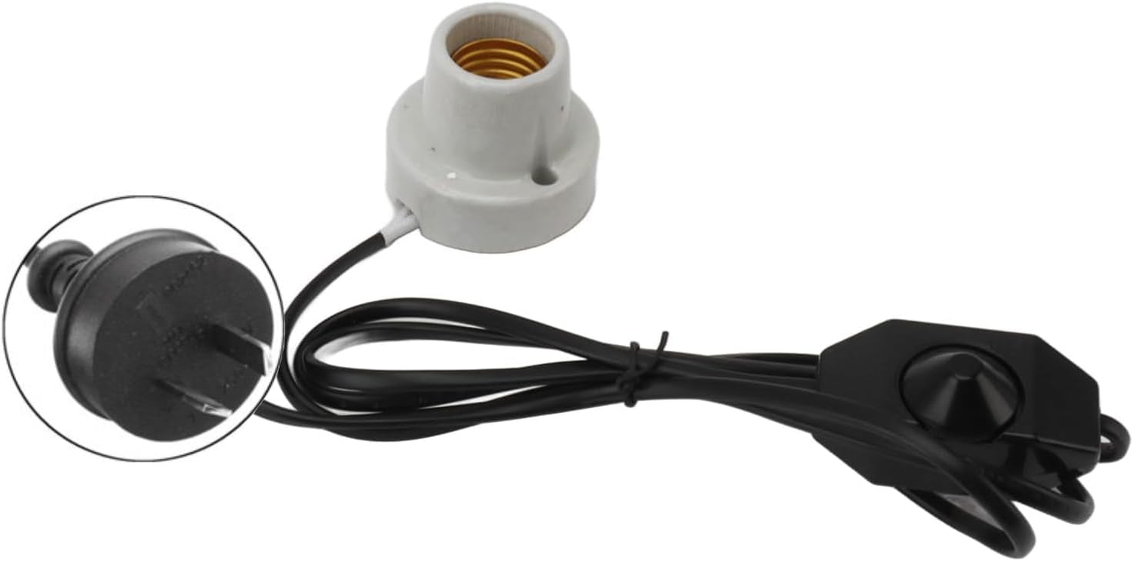 Reptile Ceramic Heat Lamp Holder, Pet Heater Bracket, Heat Emitter Light Fixture for Heat Lamp Bulb, Amphibian Pet Terrariums Habitat Lizard Tortoise, No Bulb Included (Power Control)