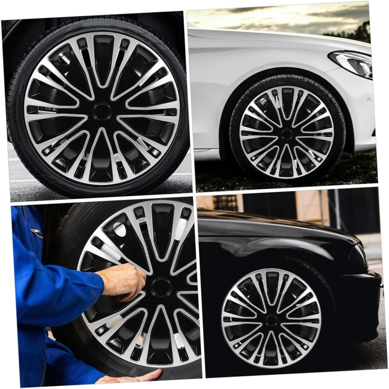 MUCKLILY 2Pcs Decorative Wheel Rim Covers Hubcap Covers for Cars Car Decor Wheel Rim Protector image number 4