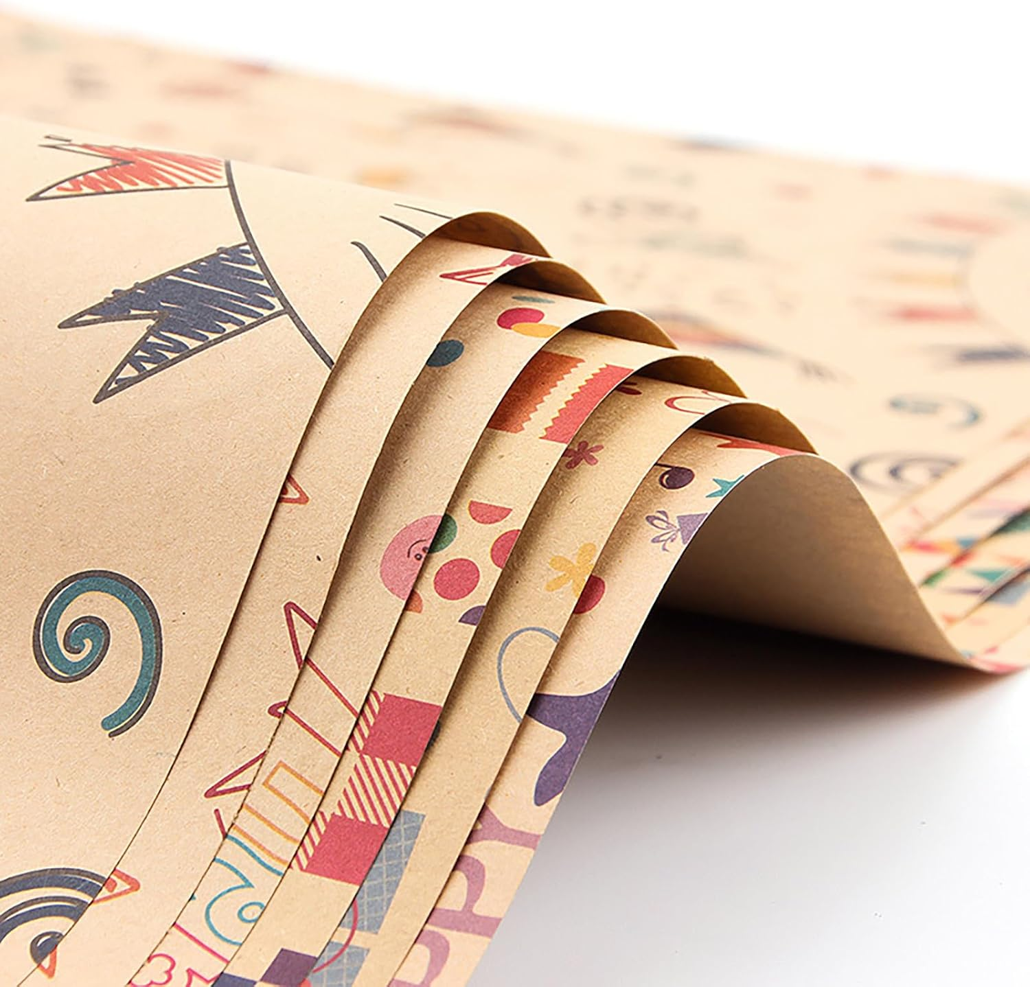 XBOGO 6PCS Kids Birthday Wrapping Paper Recycled 50 * 70Cm Happy Birthday Gift Wrapping Paper for Boys Girls Women Men Birthday Celebration, with Ribbons Stickers and Tape (Birthday Set) image number 3