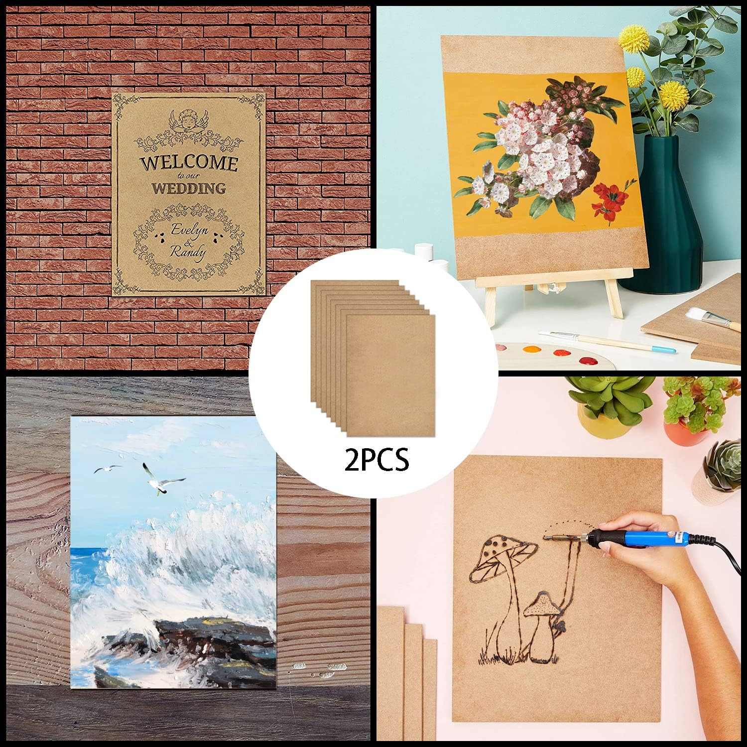 TSKDKIT A3 MDF Wood Boards for Crafts 2Mm Medium Density Fiberboard Wooden Sheet Replacements, MDF Sheet for Laser Engraving, Painting and Decor, Cheaper than Canvas Paper Board(2Pcs, 42 X 30Cm) image number 6