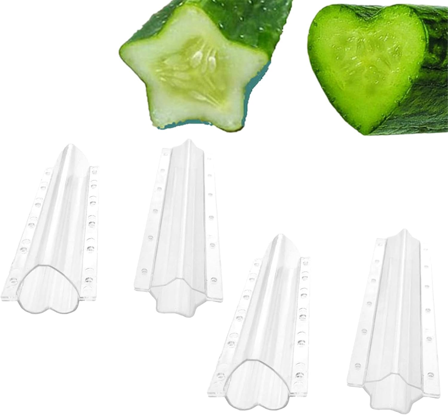 4Pcs Cucumber Styling Growth Mold Plastic Heart Shaped Five-Pointed Star Transparent Garden Fruit Vegetable Growing Molds(Star+Heart) image number 4