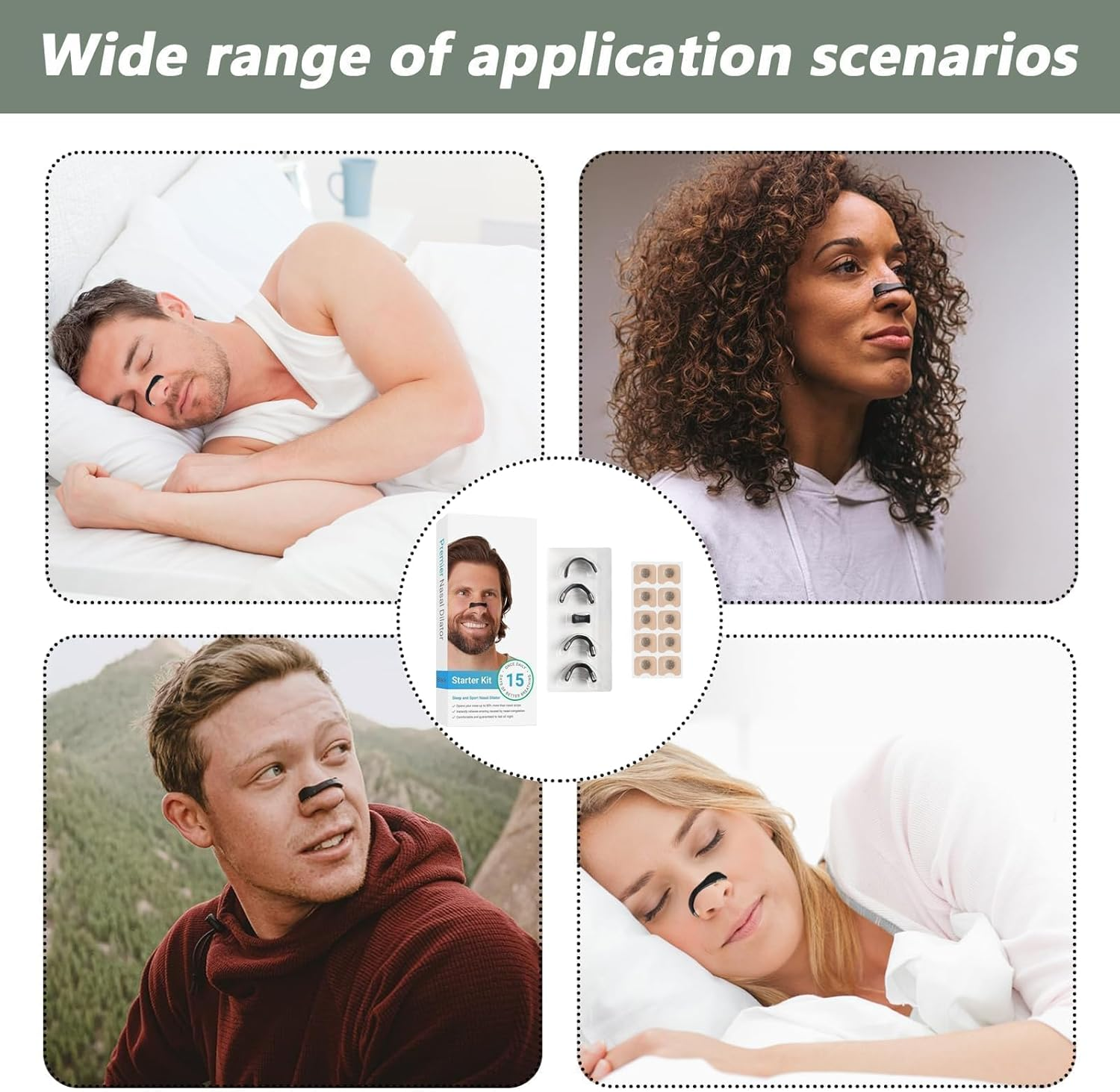 Nasal Strips, 15Pcs Nose Strips for Breathing, Nose Strip, Intake Breathing Nose, Anti-Snoring Sleep Nasal Strips, Breathe Right Nasal Strips, Antisnore Sleep Aid for Men & Women (Black) image number 2