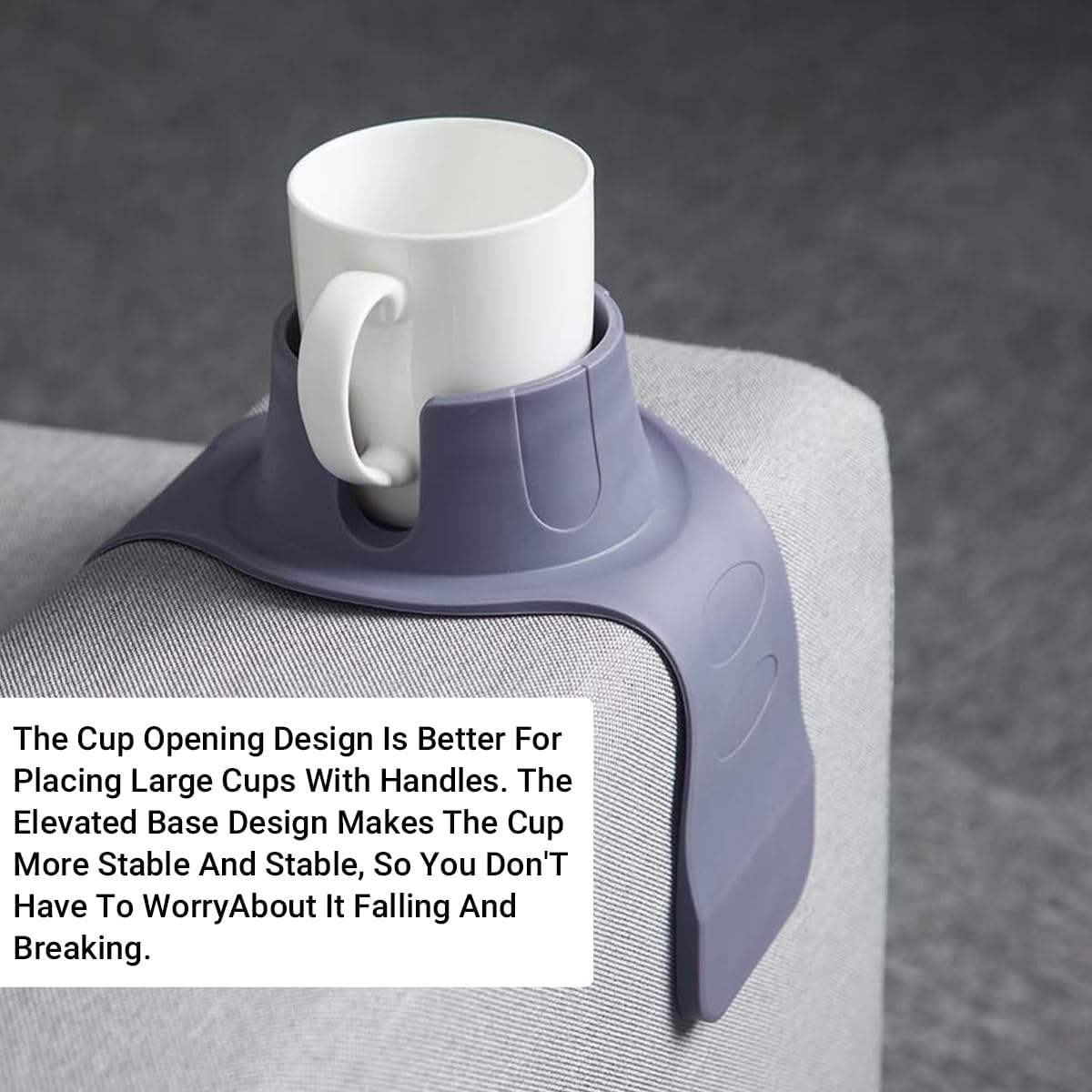 AIMALL Multifunctional Silicone Sofa Armrest Cup Holder, Fits Any Sofa Arm, Beverage and Coffee Cup Holder, 16.53 X 5.70 Inches, Available in Three Colors - Grey image number 3