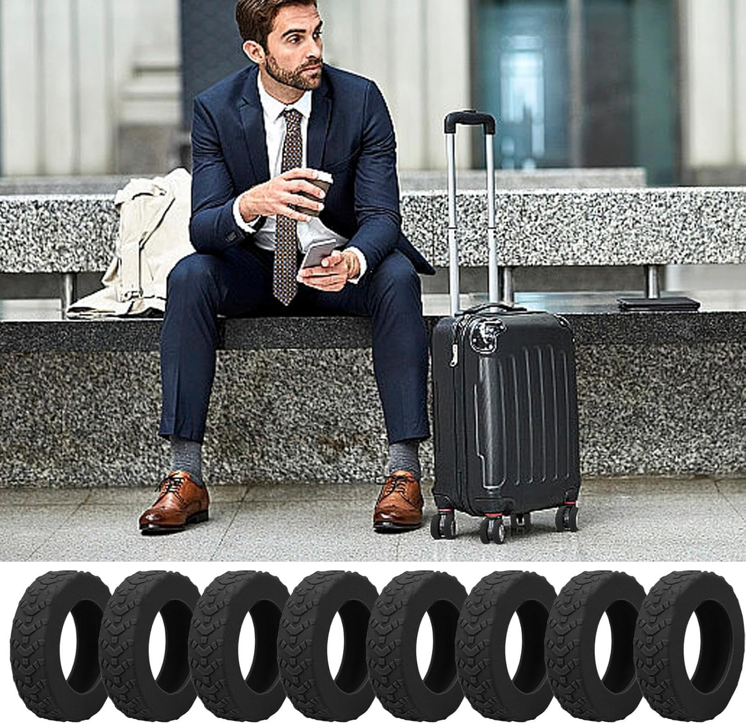 Suitcase Wheel Cover, anti Noise Wheel Covers for Luggage, Carry on Luggage Wheels Protector Cover, 8X Suitcase Wheels Protective Covers image number 2