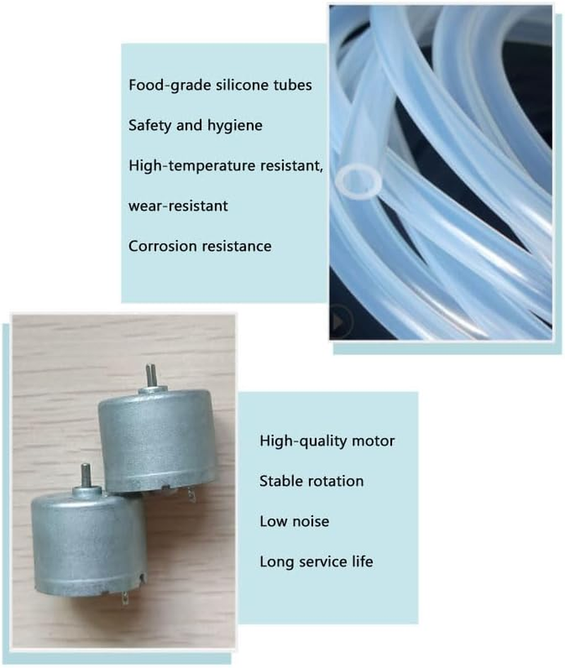WADY 2Pcs 12V DC Peristaltic Dosing Pump, 60Ml/Min Low Flow Liquid Transfer Pump with Quick Connector for Aquarium, Laboratory Analytical Equipment, Small Precision Dosing Head image number 6
