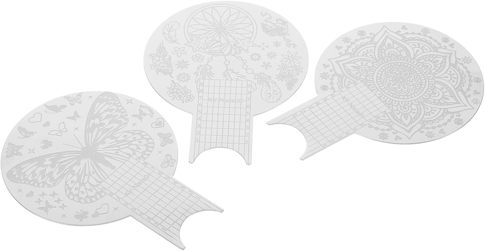 NIYANGLE 3Pcs Nail Polish Painted Steel Plate Templates Nail Stamper Grooming Stampers Blue Stainless Steel image number 6