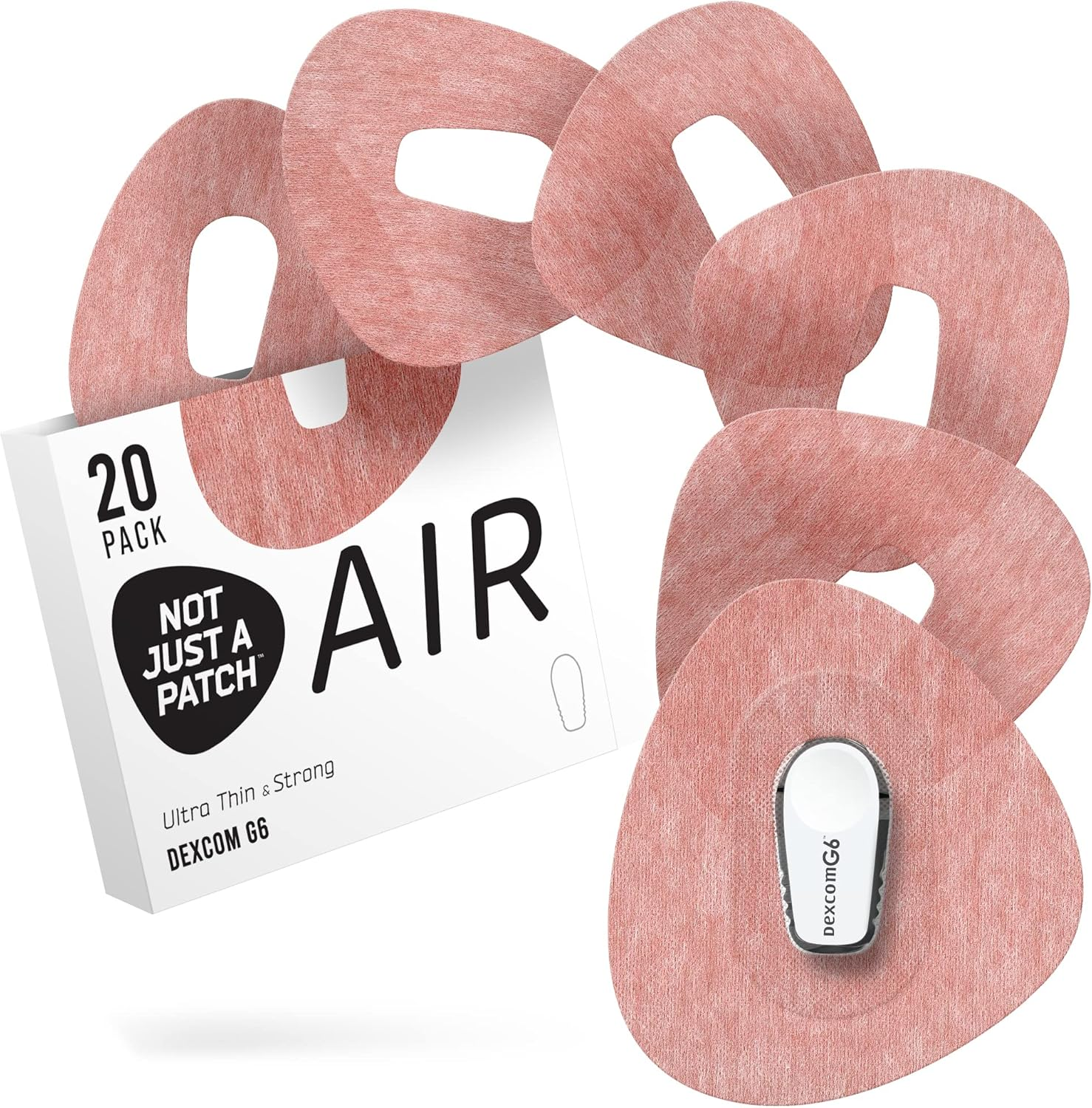 Not Just a Patch Air (20 Pack) - CGM Dexcom G6 Adhesive Patches with Hole -Thin, Strong and Light, 14 Day Adhesion, Durable Dexcom Patches G6 Sensor Protectors in Beige