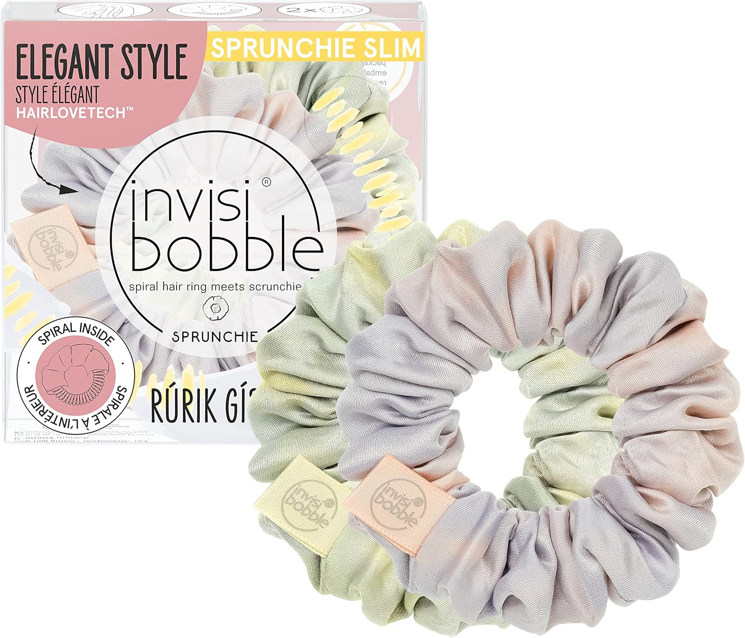 Invisibobble Sprunchie Slim Black Gold I 2 X Fabric Hair Bobbles Gold Black for Girls and Women I No Tangle Strong Hold Hair Gentle I Scrunchie Hair Scrunchie Designed in the Heart of Munich