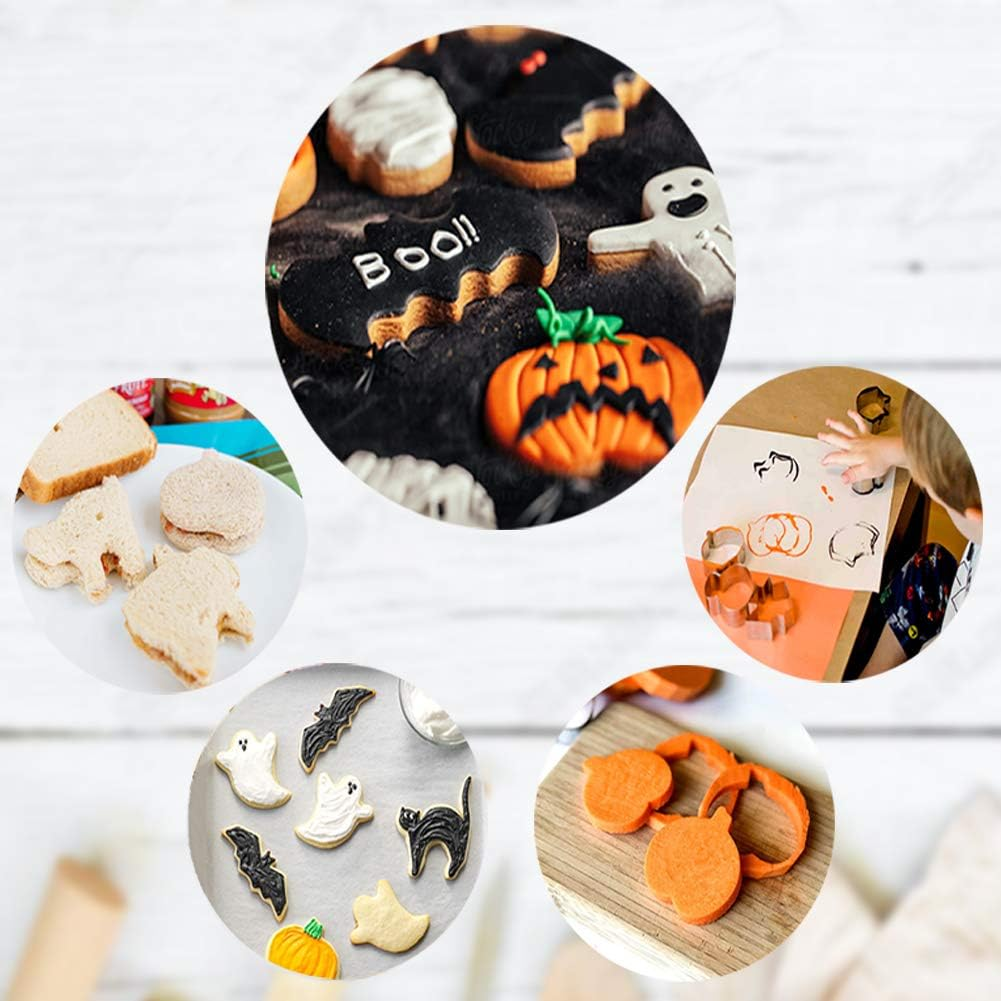 Halloween Cookie Cutters - 5 Pieces Cookie Cutters Shape - Pumpkin, Bat, Ghost, Cat and Witch Hat Shapes for Halloween Food Party Decorations image number 6