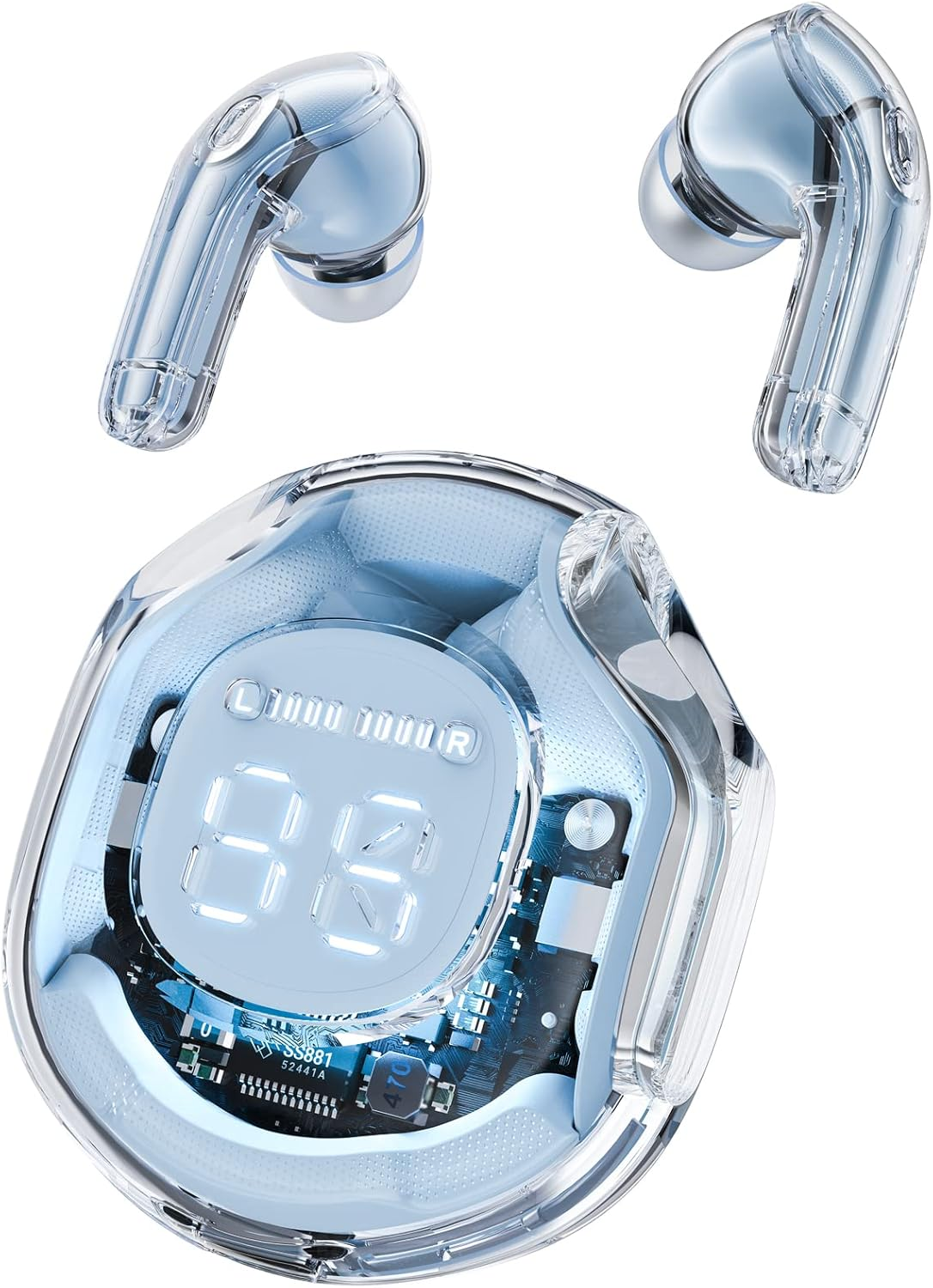 Acefast Crystal Color Wireless Bluetooth Earbuds Noise Canceling T8 (Black)