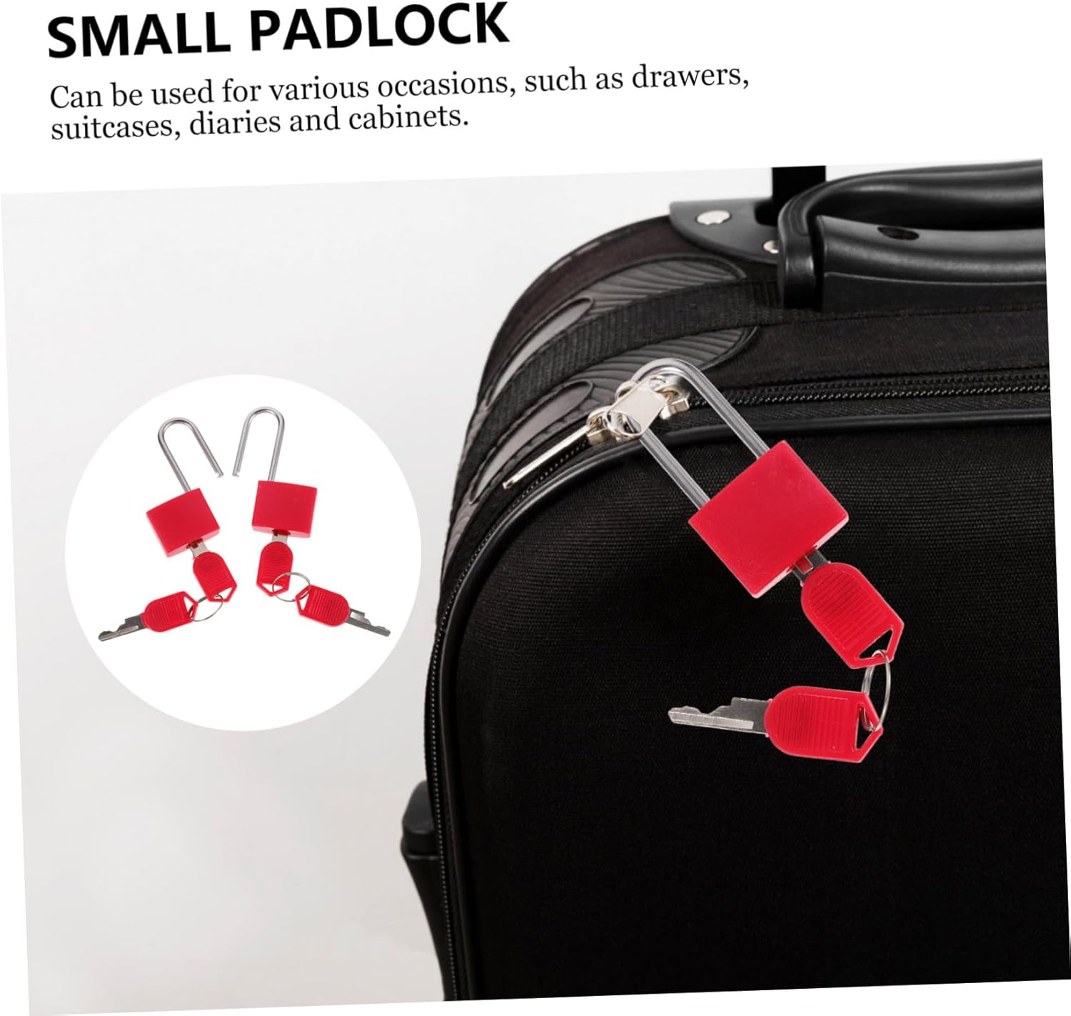 HOMSFOU 2Sets Mini Locks Keys Small Padlock for Luggage Backpack Diary Padlock Lock Key image number 6