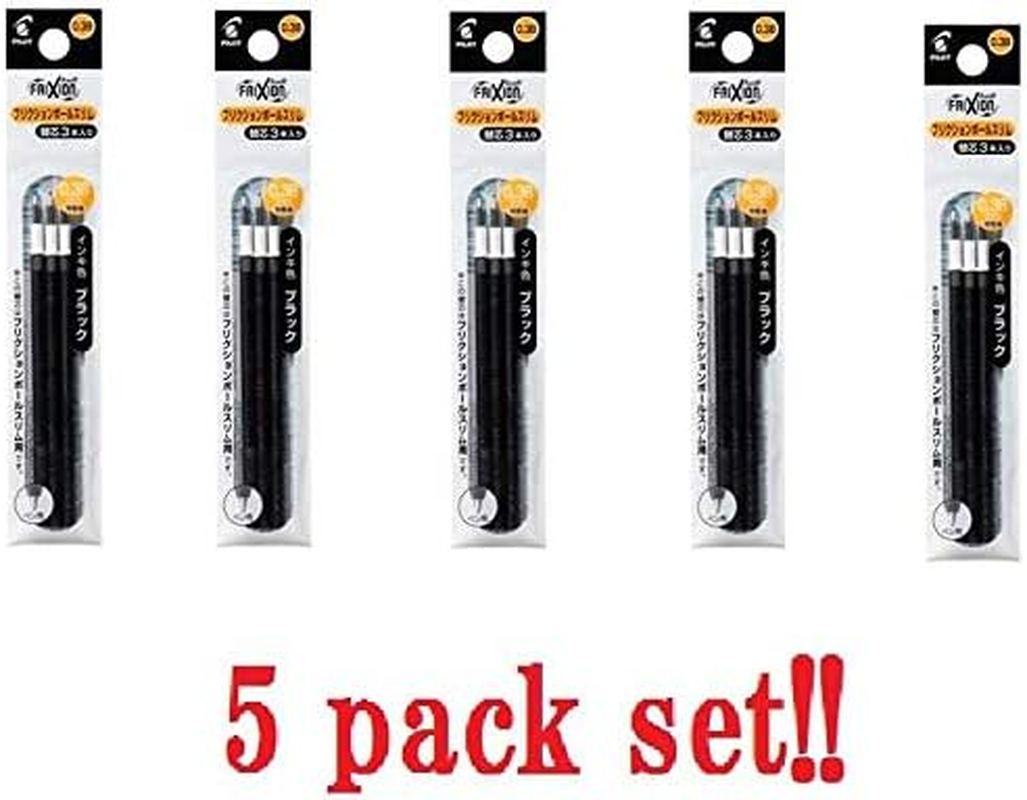[5 Packs Set!!]Pilot Frixion Ball Slim Gel Ink Pen Refill - 0.38Mm - Black 3 Inks Included Each LFBTRF30UF-3B from Japan