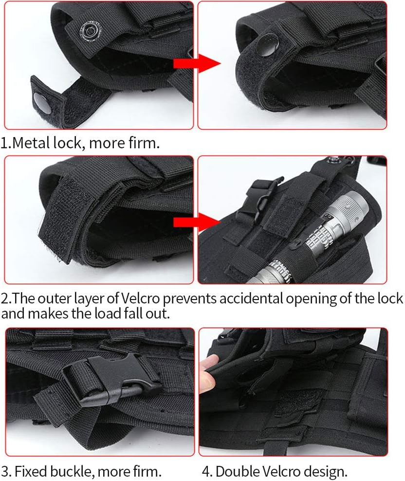 Tactical Drop Leg Holster,Universal Adjustable Military Army Tactical Pistol Gun Handgun Thigh Holster Platform Panel with MOLLE Pouches Hunting Bag (Black) - Cp image number 1
