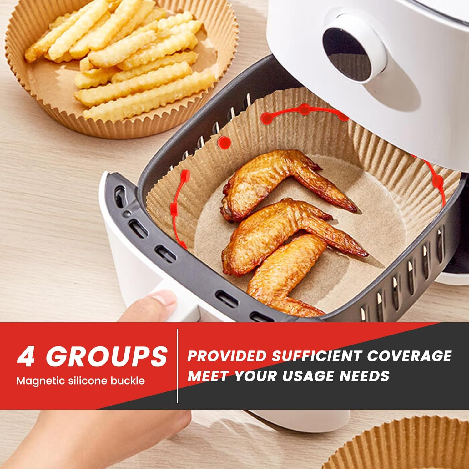 Set of 4 Air Fryer Magnet Silicone Buckle for Holding down Air Fryer Parchment Paper, Heat Resistant Parchment Paper Hold down Buckle, Air Fryers Accessories Parchments Liner Buckles for Kitchen image number 3