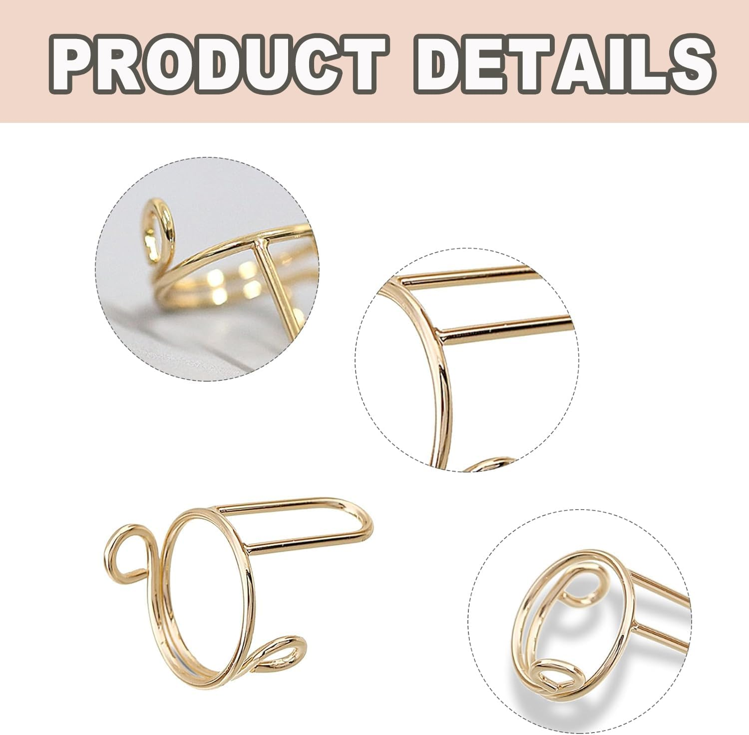 BEANPRECOY 10 Pcs Nail Art Ring Removable Nail Rings No Glue No Adhesive Nail Ring Adjustable Removable Reusable Finger Non-Tarnish Nail Ring Full Set for Women Nails Art DIY Decoration/Gold