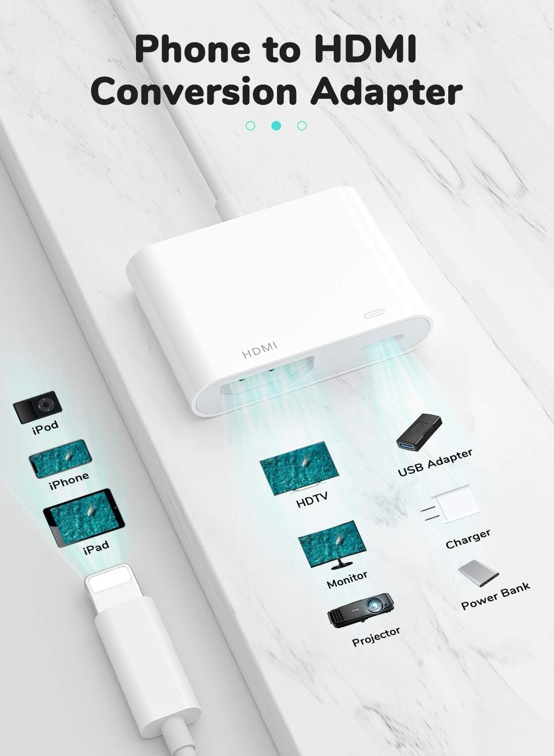 [Apple Mfi Certified] Apple Lightning to HDMI Adapter, 1080P Iphone to HDMI Adapter for TV 4K Sync Screen Connector Cable with Charging Port for Iphone 14 13 12 11 XS XR X 8 on Hdtv/Projector/Monitor image number 6
