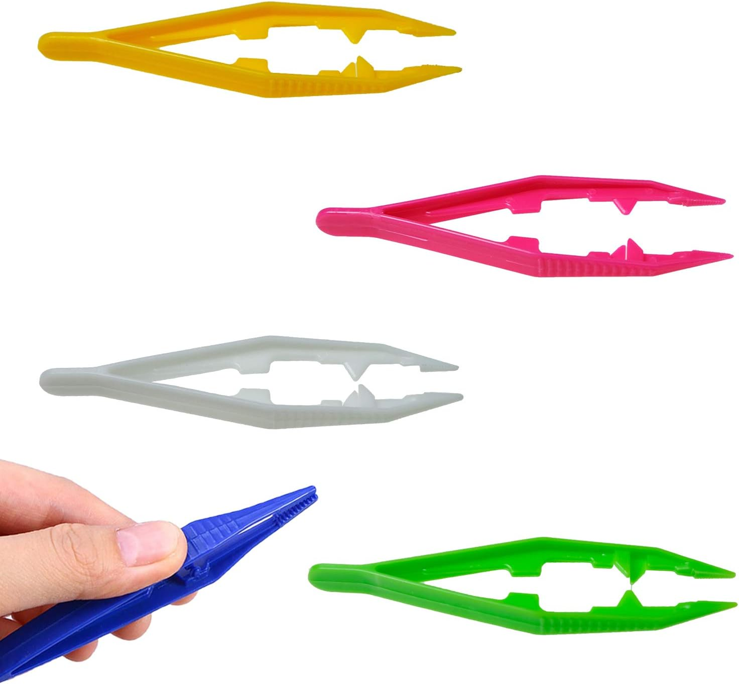 BEADNOVA Bead Tweezers Plastic Forceps Craft Tweezer for DIY Craft Jewelry Making Family School Beading Project (Assorted Colors, 5 Pcs) image number 4
