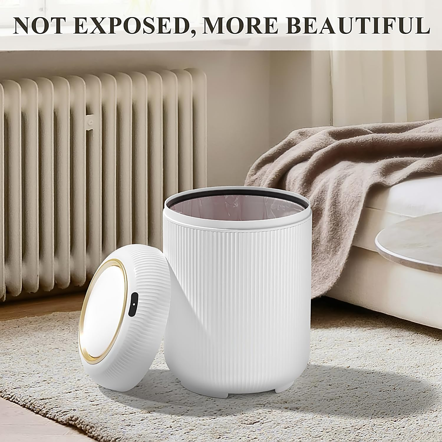 ​Cyperever Kitchen Bin & Bathroom Bin with Sensor - 3 Gallon/11L Automatic Touchless Rubbish Bin, Smart Trash Can with Lid for Office/Bedroom, Small Garbage Bin (White)​​ (Standard)