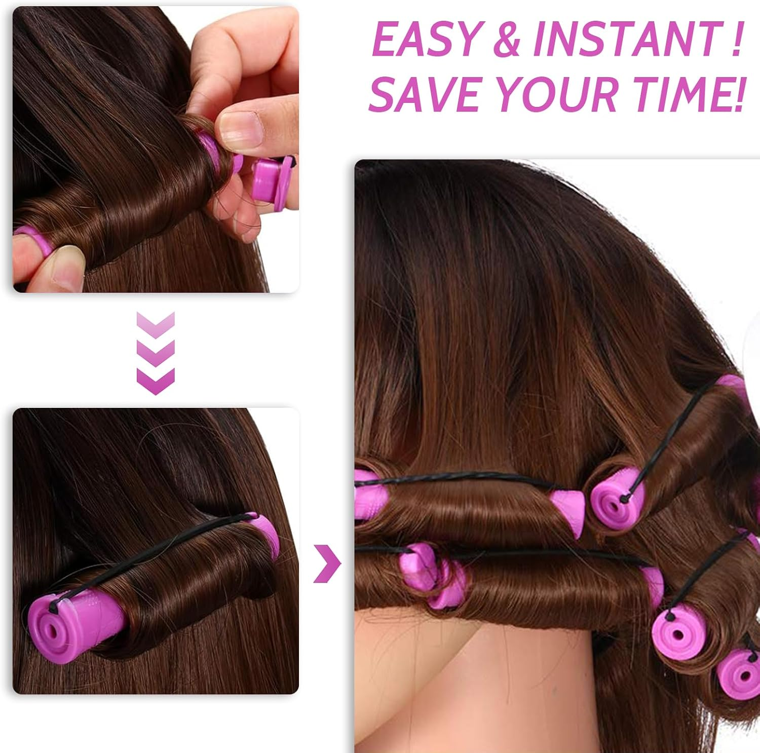 Pack of 30 Medium Perm Rollers, 0.75 Inch Perm Set Complete Curlers, Hair Rollers for Women with Elastic Band for Natural Hair, Long Short Hair Styling Tool image number 4