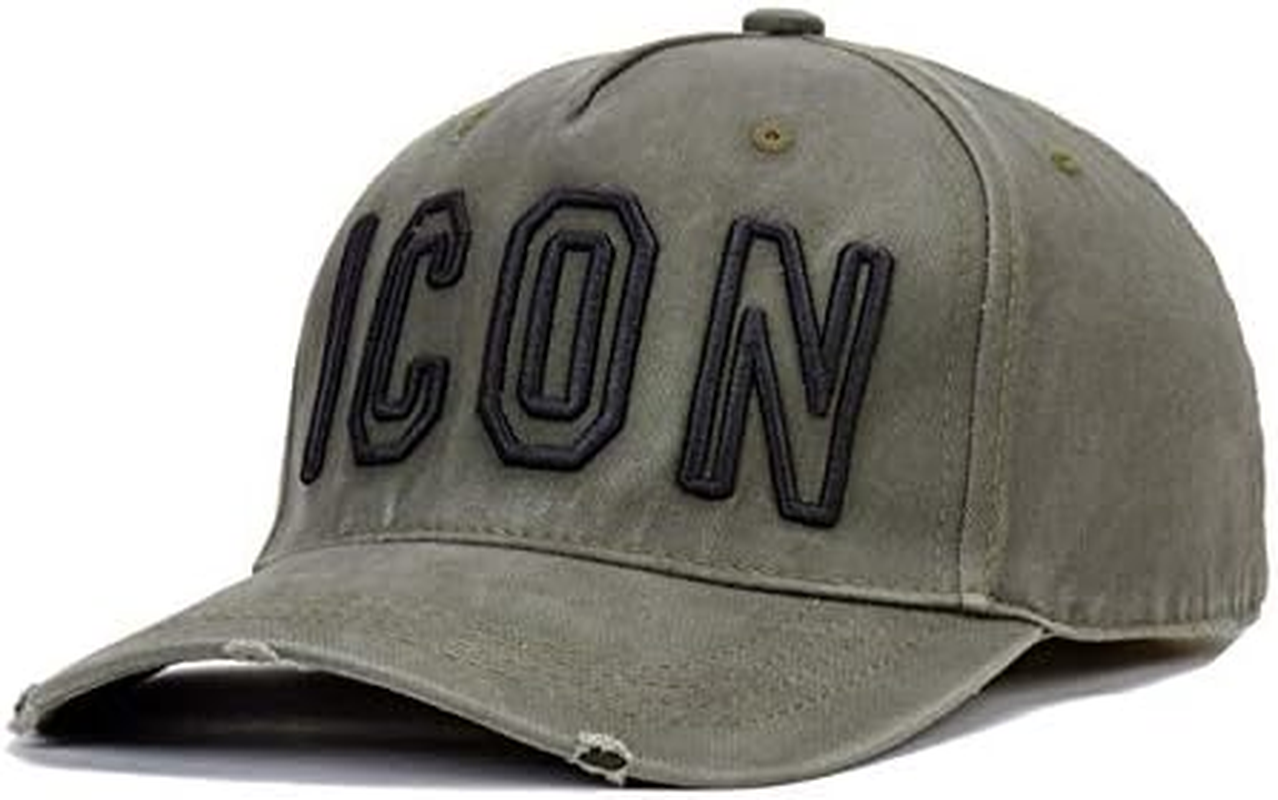 QOHNK Fashion Icon Letter Cotton Mens Baseball Cap Women Hat Dad Hat Cotton Trucker Cap