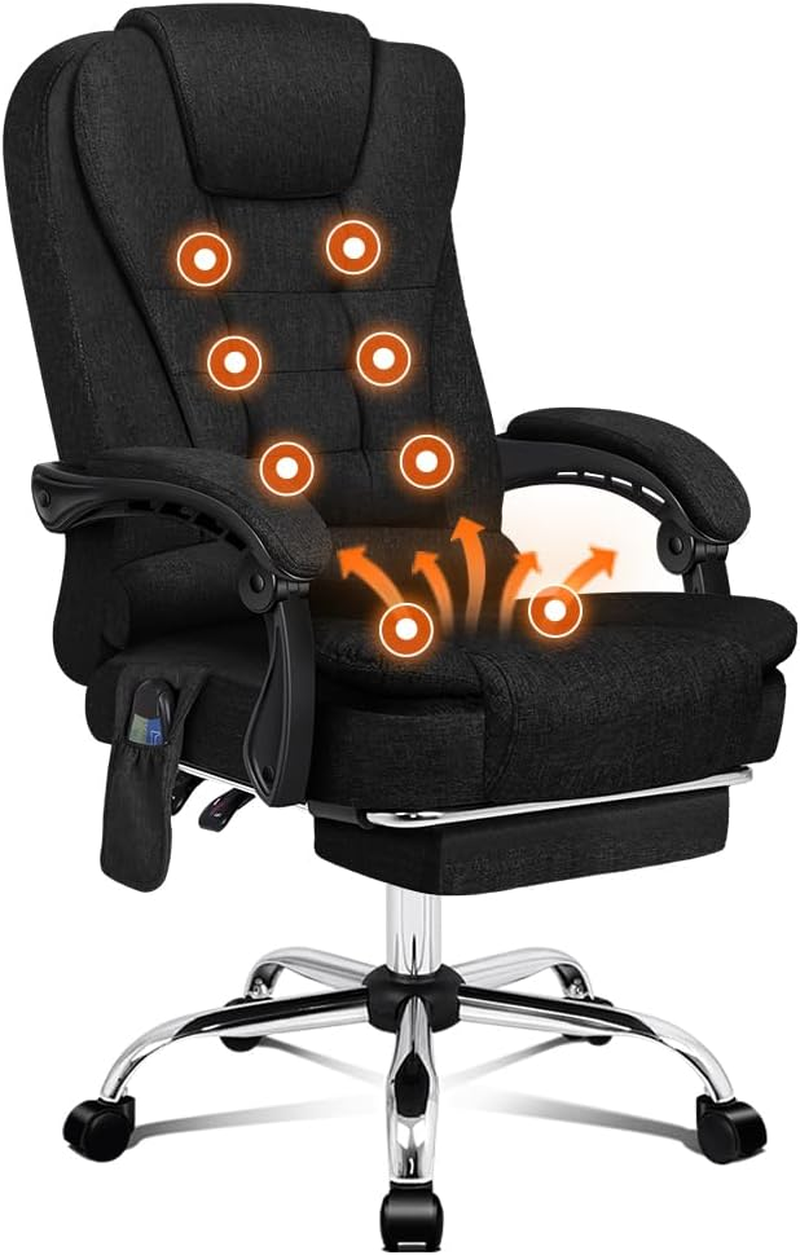 ALFORDSON Ergonomic Office Chair with 150&deg; Recline & Footrest, Computer Desk Chairss with Massage & Heated Seat, Executive Swivel Leather Video Game Chair, Max 180Kg (Dale White)