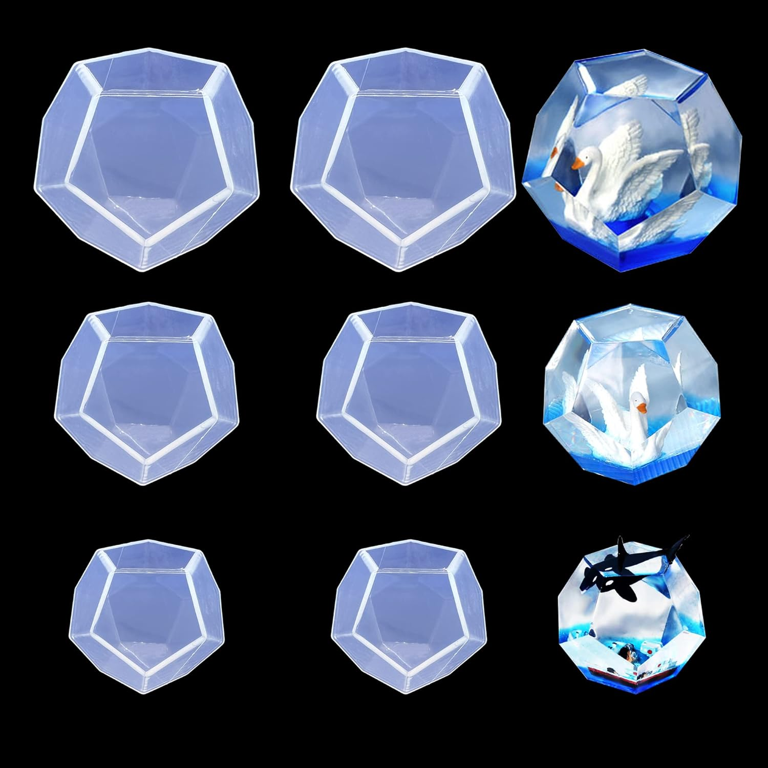 Yayatty 4 PCS Diamond Silicone Molds for Resin, Diamond Shape Epoxy Molds Resin DIY Diamond Making Silicone Molds Kit for Epoxy Resin, DIY Crafts Jewelry