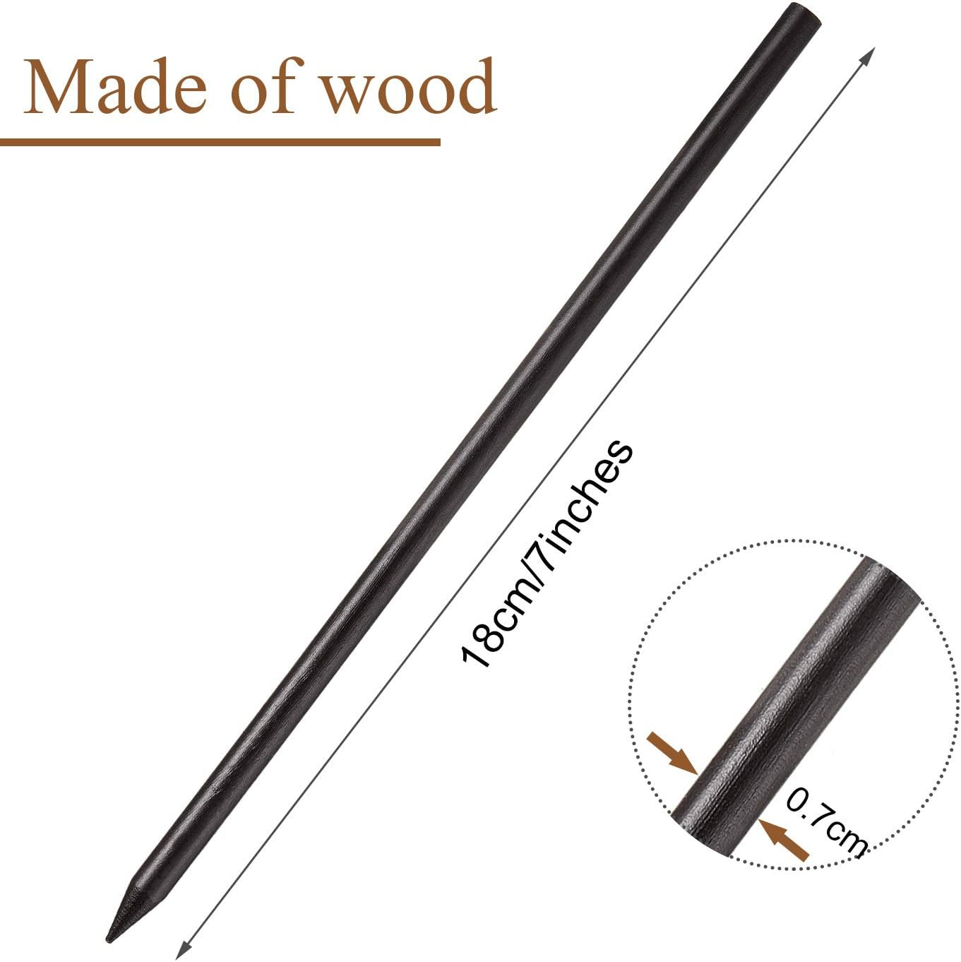 20 Pieces Wood Hair Sticks Chinese Hair Chopstick Clip Vintage Black Pencil Long Hairpins, Bun Maker Handmade Hairstyles Accessories for Women Decorative Holder image number 5