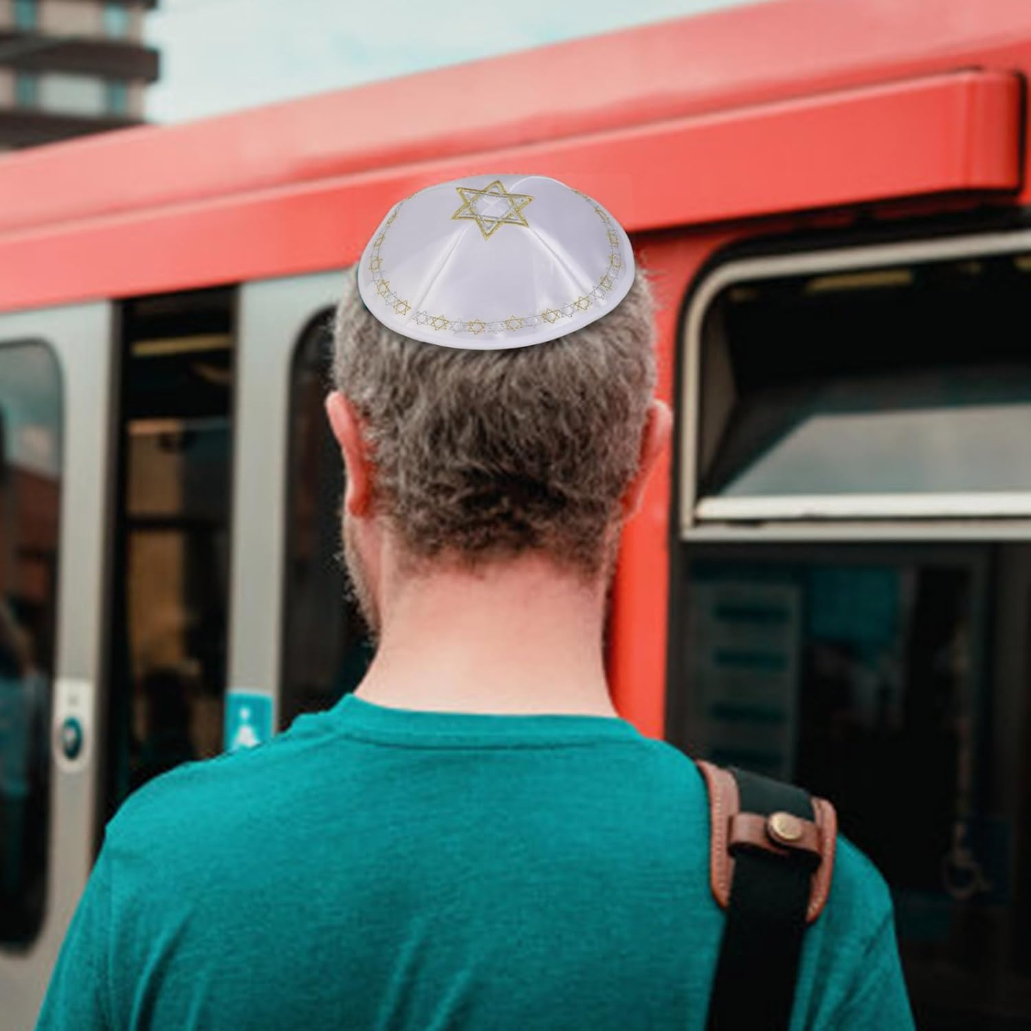 Kippah Hat for Men - Traditional Embroidered Polyester Skull Cap, Religious Ceremonies, Daily Use, Synagogue & Weddings, Breathable Lightweight image number 3