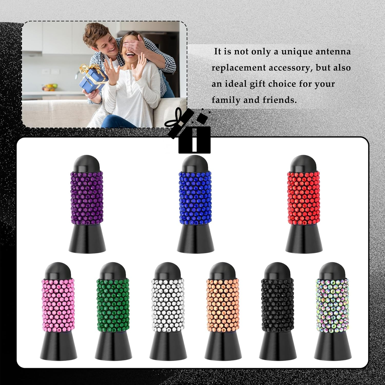 Bling Short Car Antenna Replacement,1.37" Stubby Antenna with 4PCS Screws & 2PCS Rubber Gaskets,Universal Automotive Exterior Accessories Vehicle Antenna for Truck Car (Black) - Blue image number 5