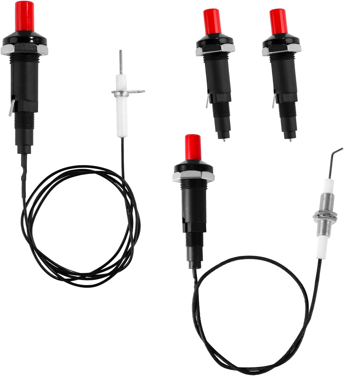 4Pcs Piezo Spark Igniter, Grill Igniter Replacement with Straight and Bent Needle Wire Spacer Nut for Gas Grill Barbecue Stove Kitchen image number 3
