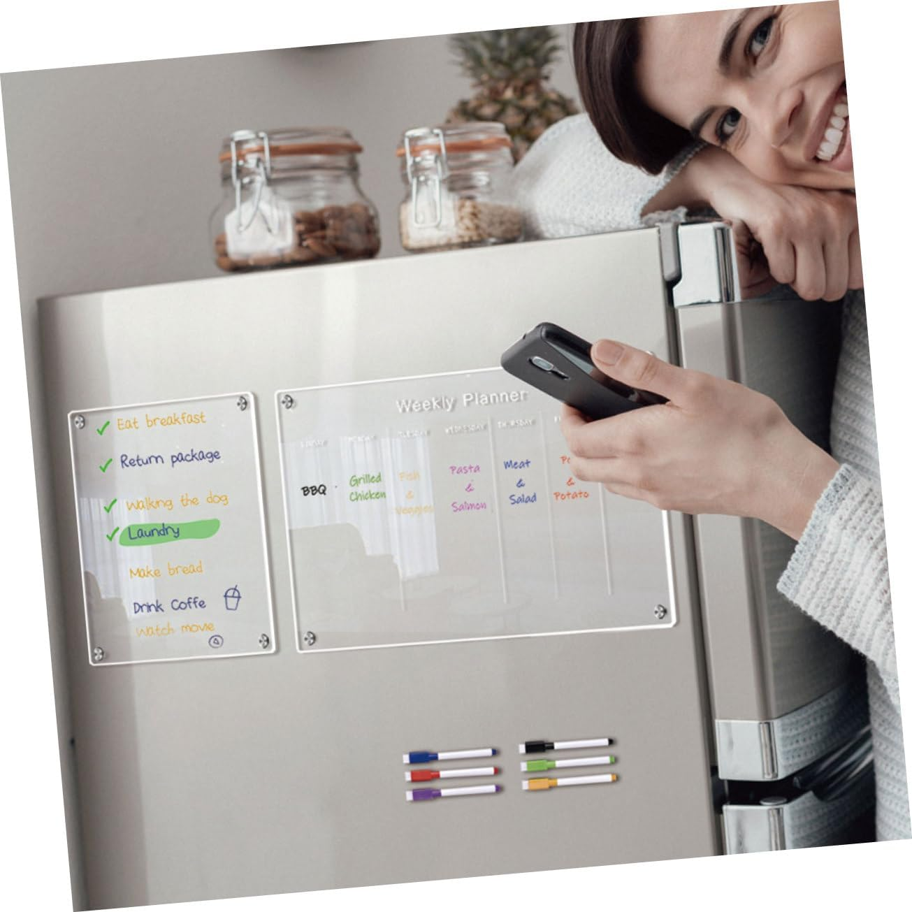 COHEALI Magnetic Note Board Fridge Dry Erase Board Schedule Planning Whiteboard Smooth Writing Surface Memo Reminder image number 4