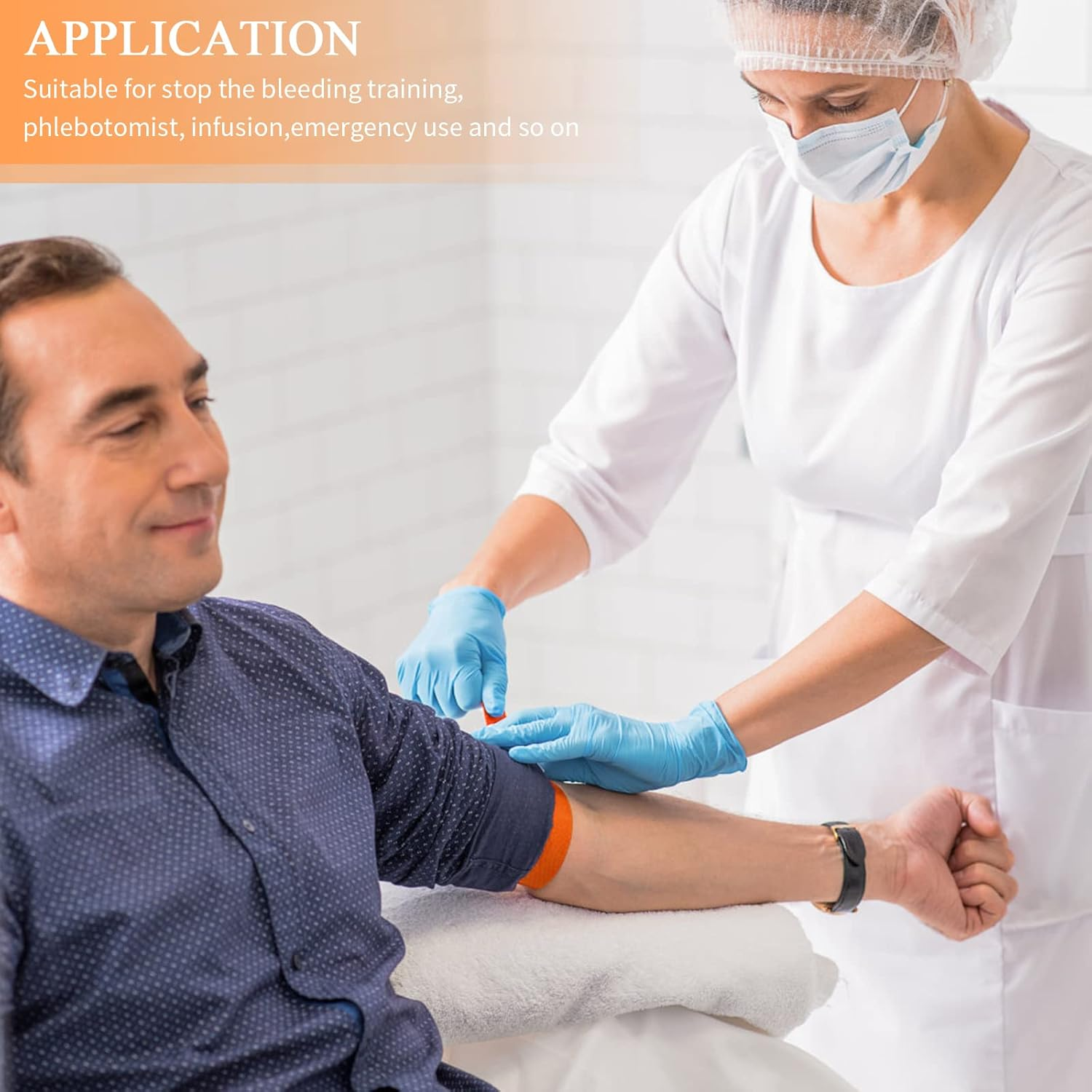 5 Pieces Tourniquet Venous Congestion Bracelet Medical Tourniquets Blood Sample Fast Tourniquet with a Unique Locking System Quick Release Breallen System for Outdoor Sports image number 6