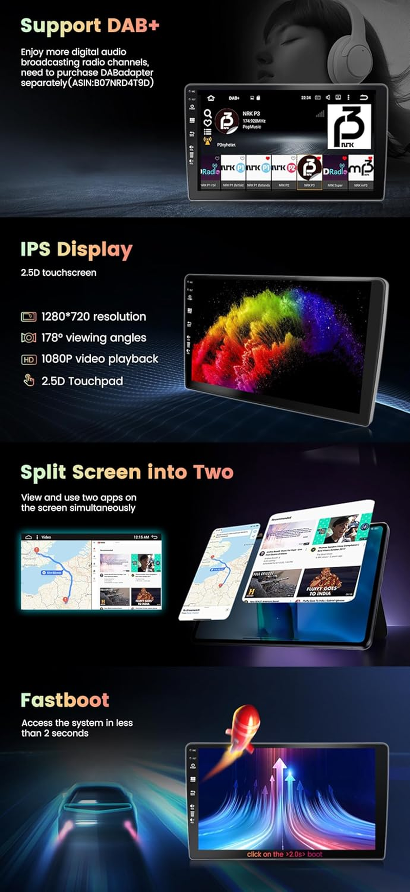 Car Stereo Radio for Honda Civic RHD 2006-2011 - 10.1 Inch Wireless Carplay&Android Auto GPS Wifi Bluetooth FM Backup Camera SWC (Fit for Bose System), 2+32Gb,Android 14 image number 3