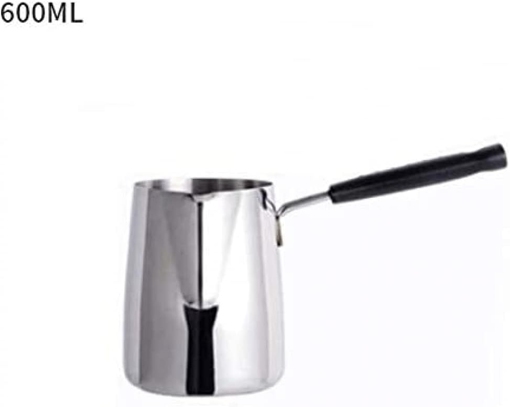 Coffee Pot Durable Turkish Coffee Pot Induction Cooker Teapot Moka Coffee Pot Kettle Gas Stove Heating Stainless Steel Milk Jug Latte Pot -600Ml(1Pcs) image number 3