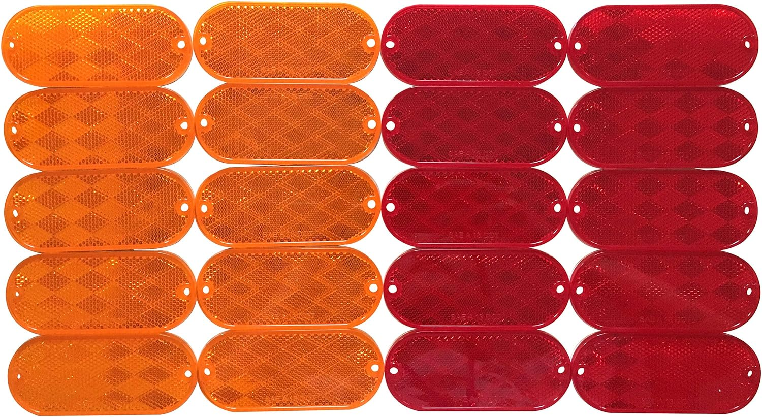 MAXXHAUL 50016 20-Pack Oval Reflectors 10 Red - 10 Amber Self Adhesive or Drill Mount - DOT, 20 Pack image number 2
