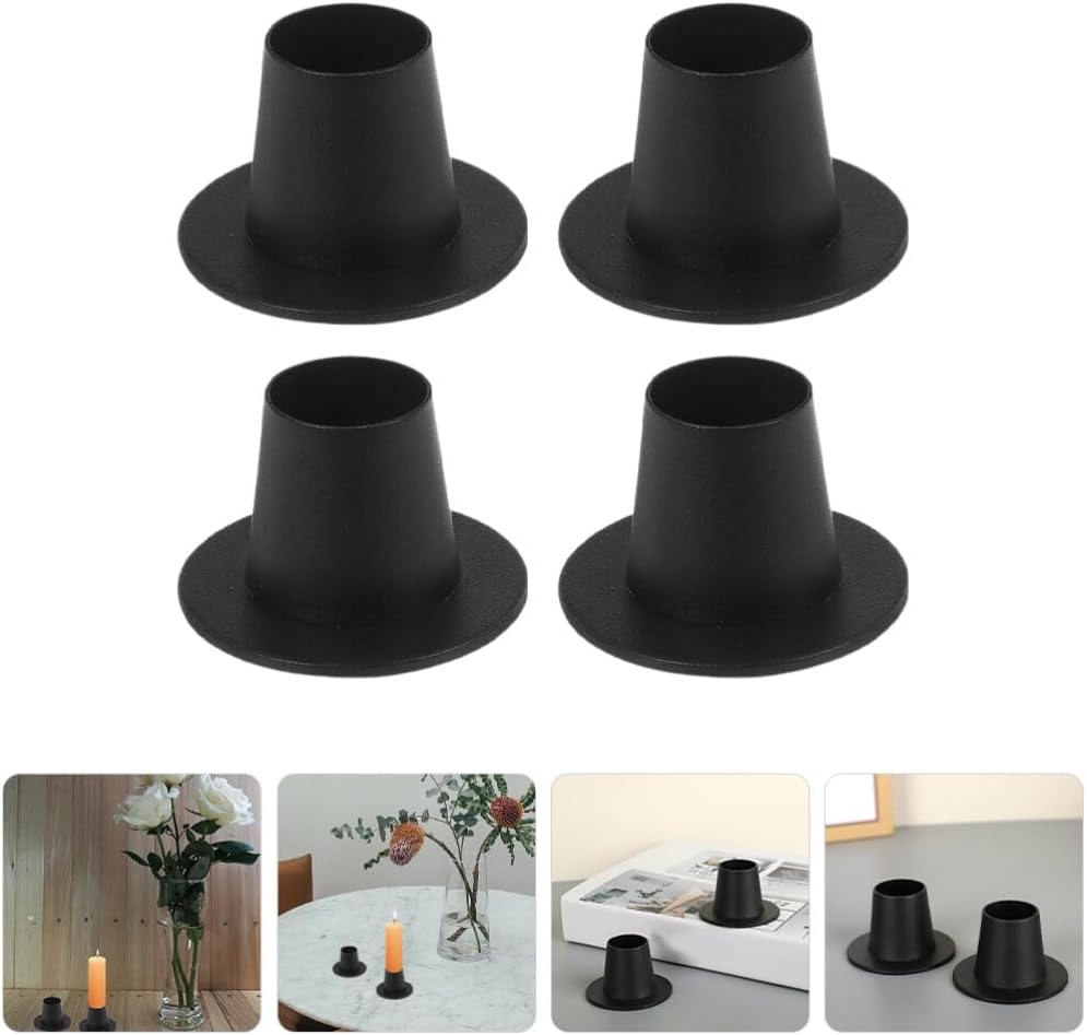 Homoyoyo 4Pcs Vintage Metal Candle Holders Retro Taper Candlestick Holders for Weddings Parties and Home Elegant Finish for Warm Atmosphere image number 2