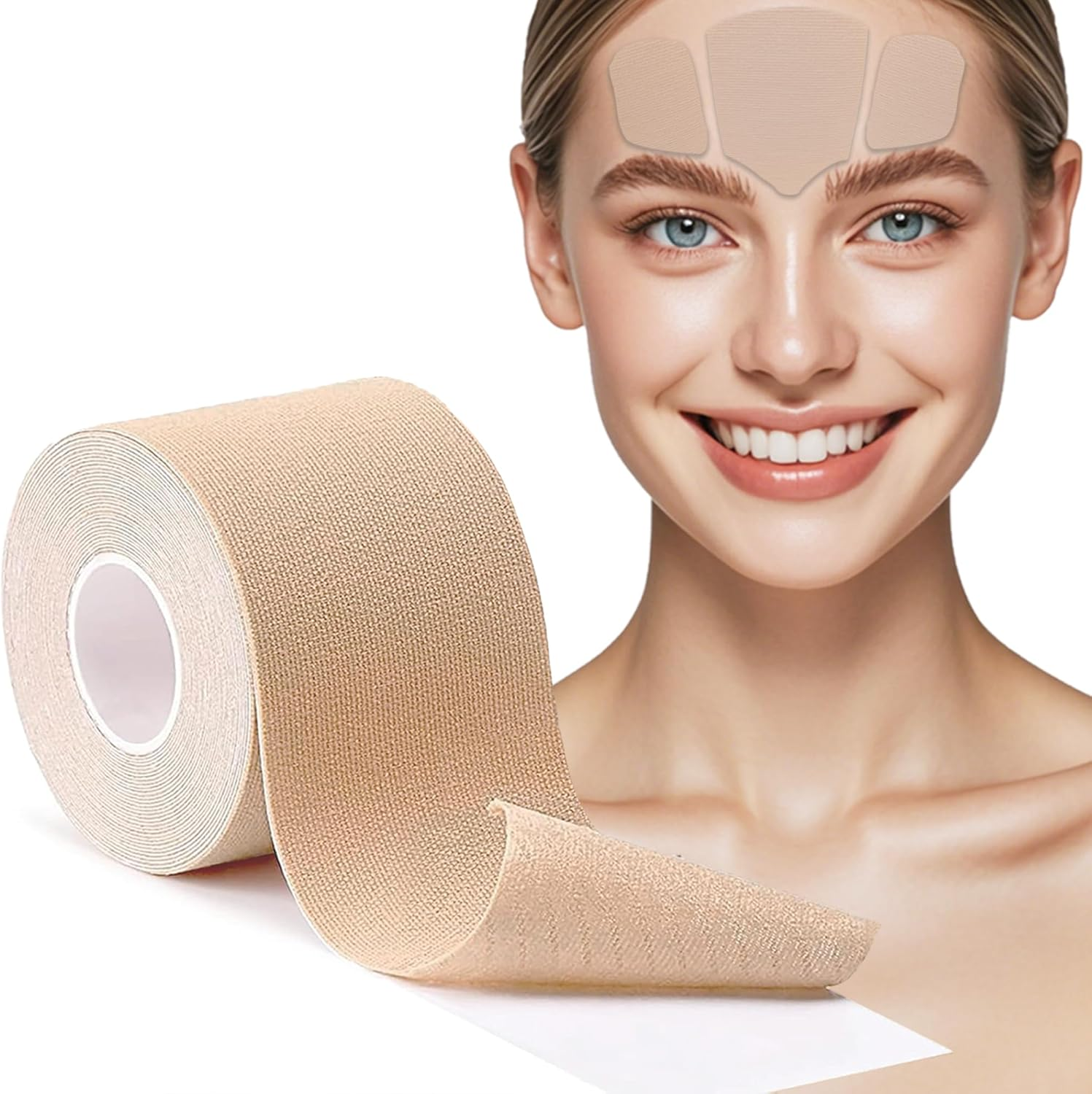 Face Tape, Facial Myofascial Lift Tape, Beauty Kinesiology Tape, Wrinkle Tape for Fine Lines, Crow'S Feet, Non-Invasive Natural Wrinkle Reduction Smoothing Patches 5Cm*5M image number 5