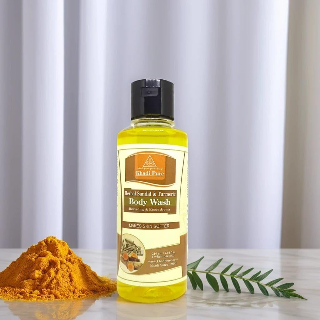 Khadi Pure Neem Tulsi & Sandal Turmeric Body Wash, 210 Ml (Pack of 2) image number 3
