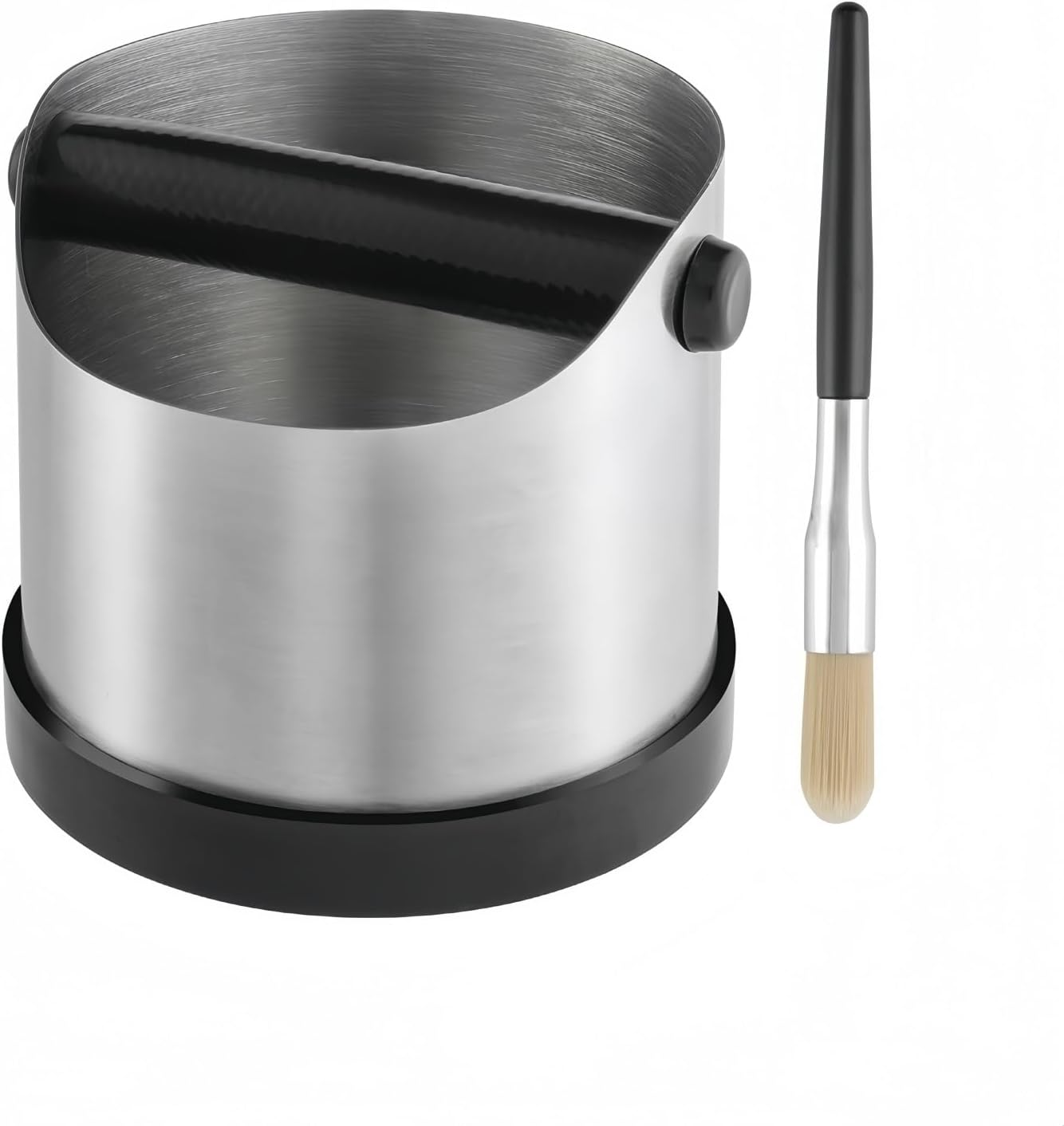 CHDEXU Coffee Grounds Knock Box, Small Stainless Steel Espresso Coffee Knock Box, Coffee Grind Knock Out Box with Removable Knock Bar and Coffee Brush, Coffee Grounds Container with Non-Slip Base image number 2