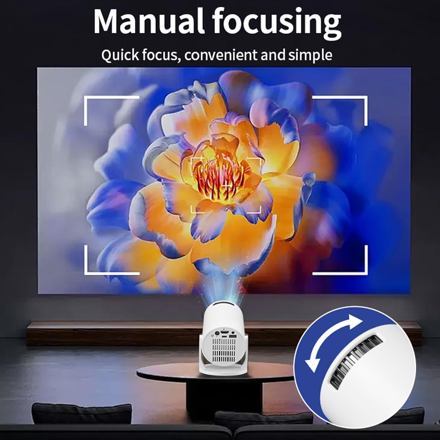 Goshyda Full HD 1080P Bluetooth Projector Portable Outdoor TV Stick Support Same Screen Wired and Wireless (White) image number 4