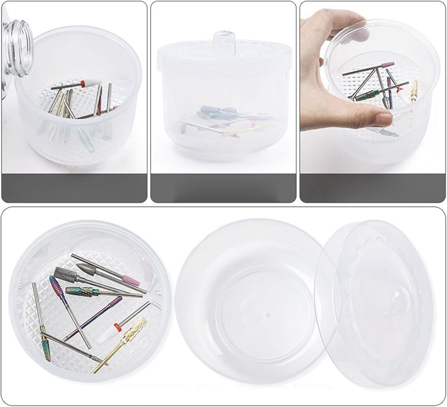 Nail Tool Sterilizing Box - Nail Tool Sterilizer Tray - Double Filter Portable Cleaning Tray for Travel Manicure Station Accessories Drill Bits Tweezer Health - Pink image number 7